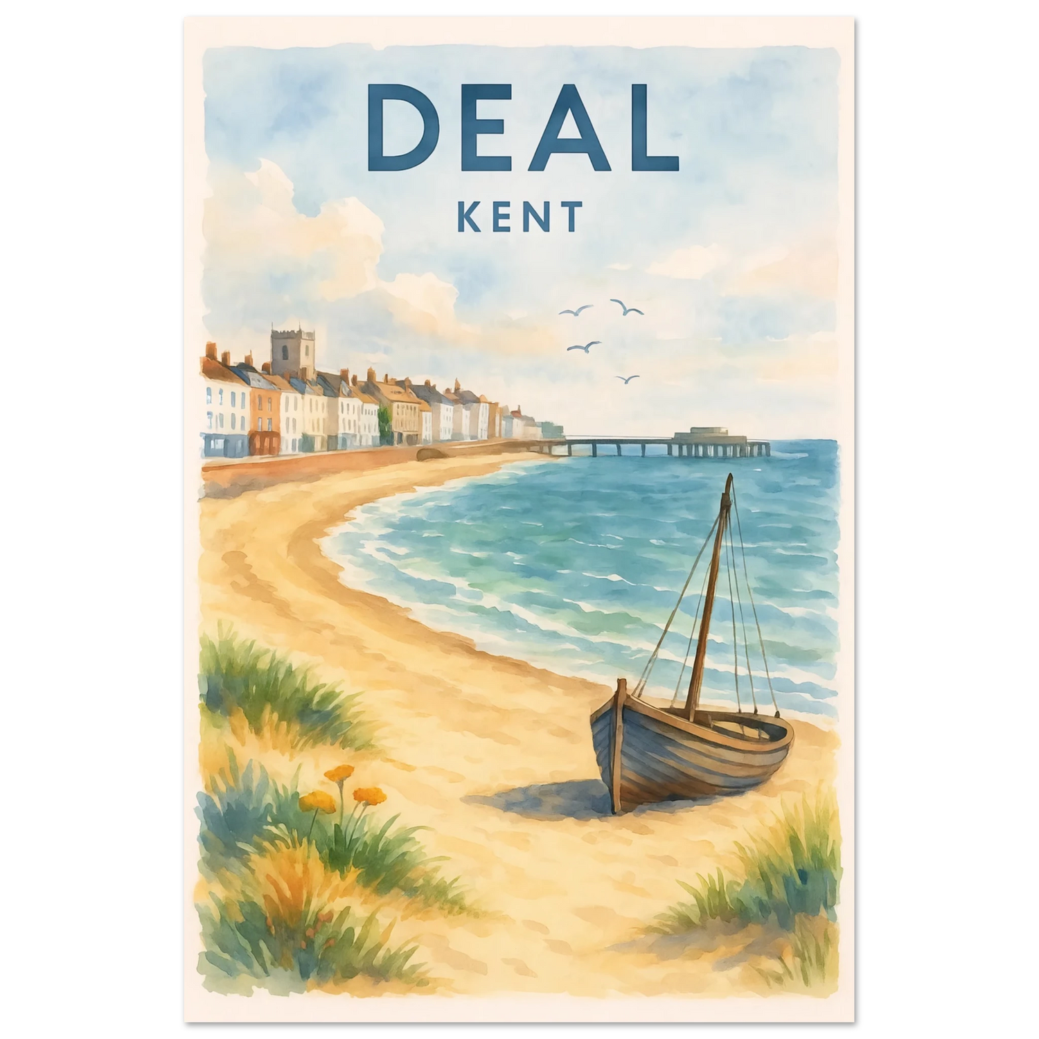 Kent Travel Poster: Watercolor Kentish Print, FSC Matte Paper 30x45 cm 12x18″