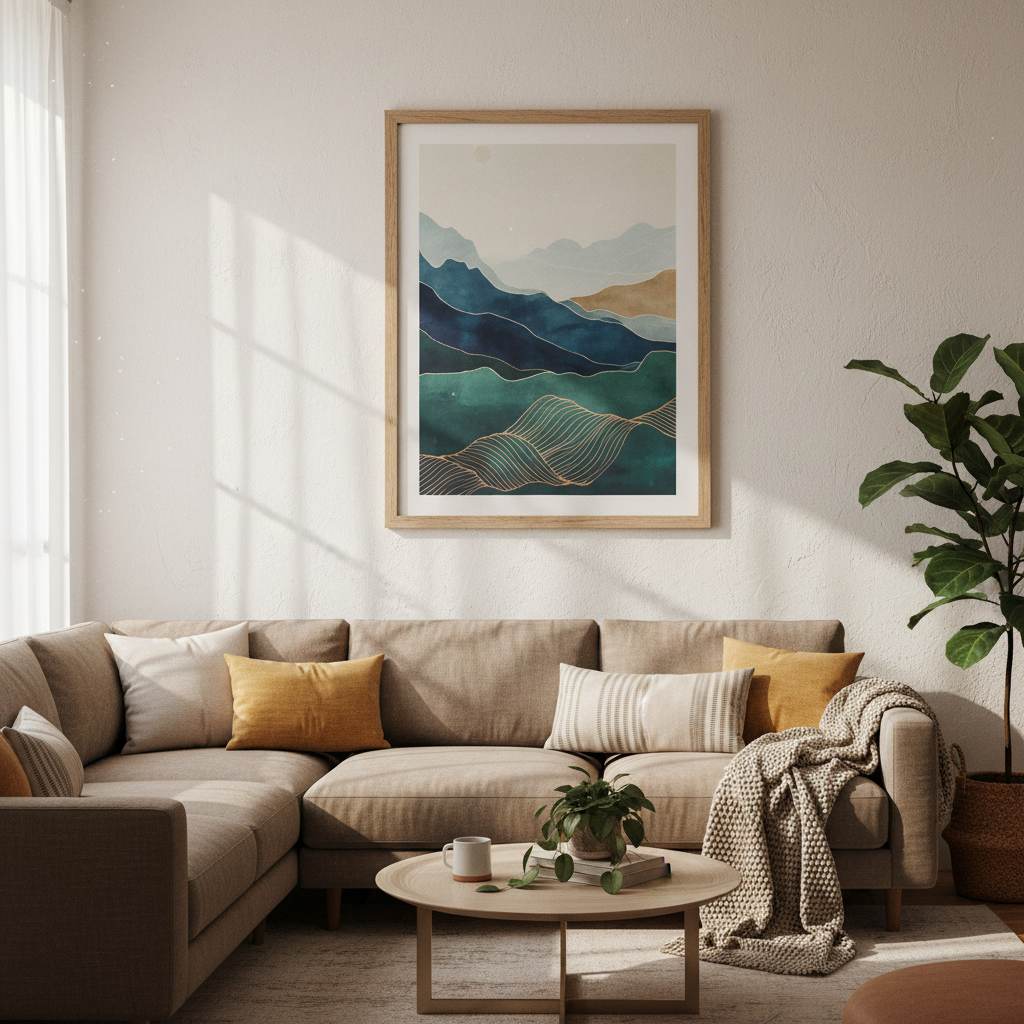 Modern Abstract Geometric Wall Art Print | Living Room Decor | Minimalist Poster