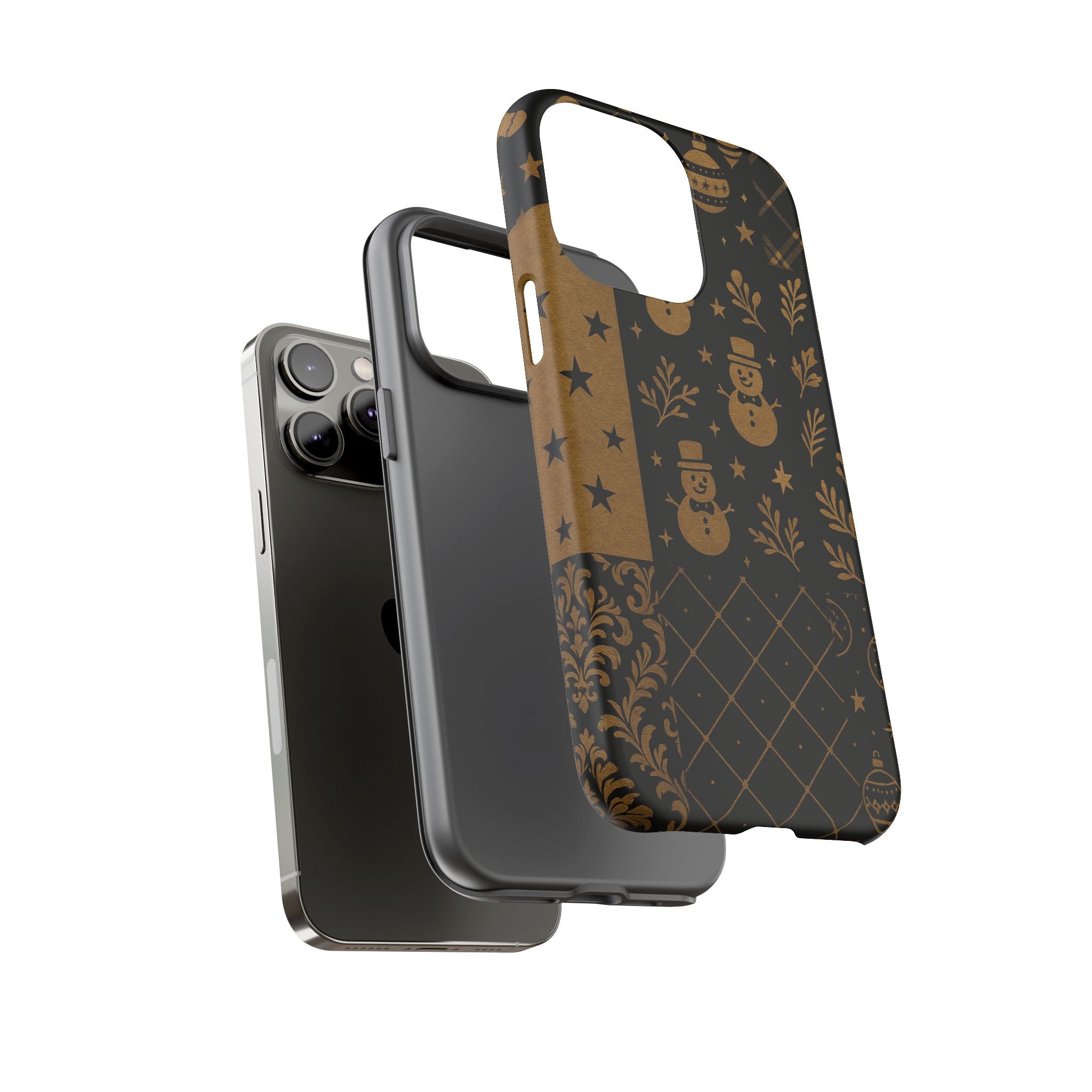 Black Festive Phone Case | Christmas Gift | Holiday Decor | Snowman Design | Tough Cases | Winter Celebration
