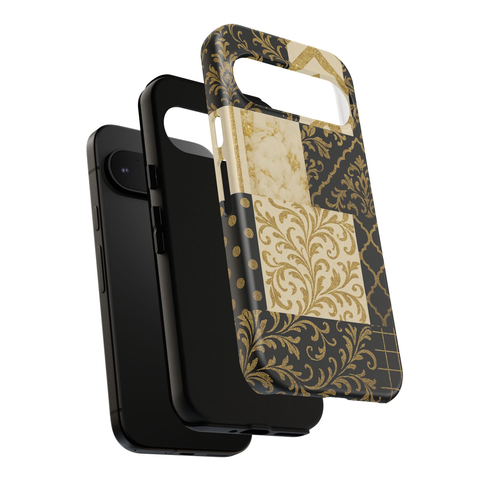 Phone Case, Luxury Black and Gold Festive Design for Christmas Gift, Holiday Decor, Tough Cases, Winter Celebration, Elegant iPhone Cover