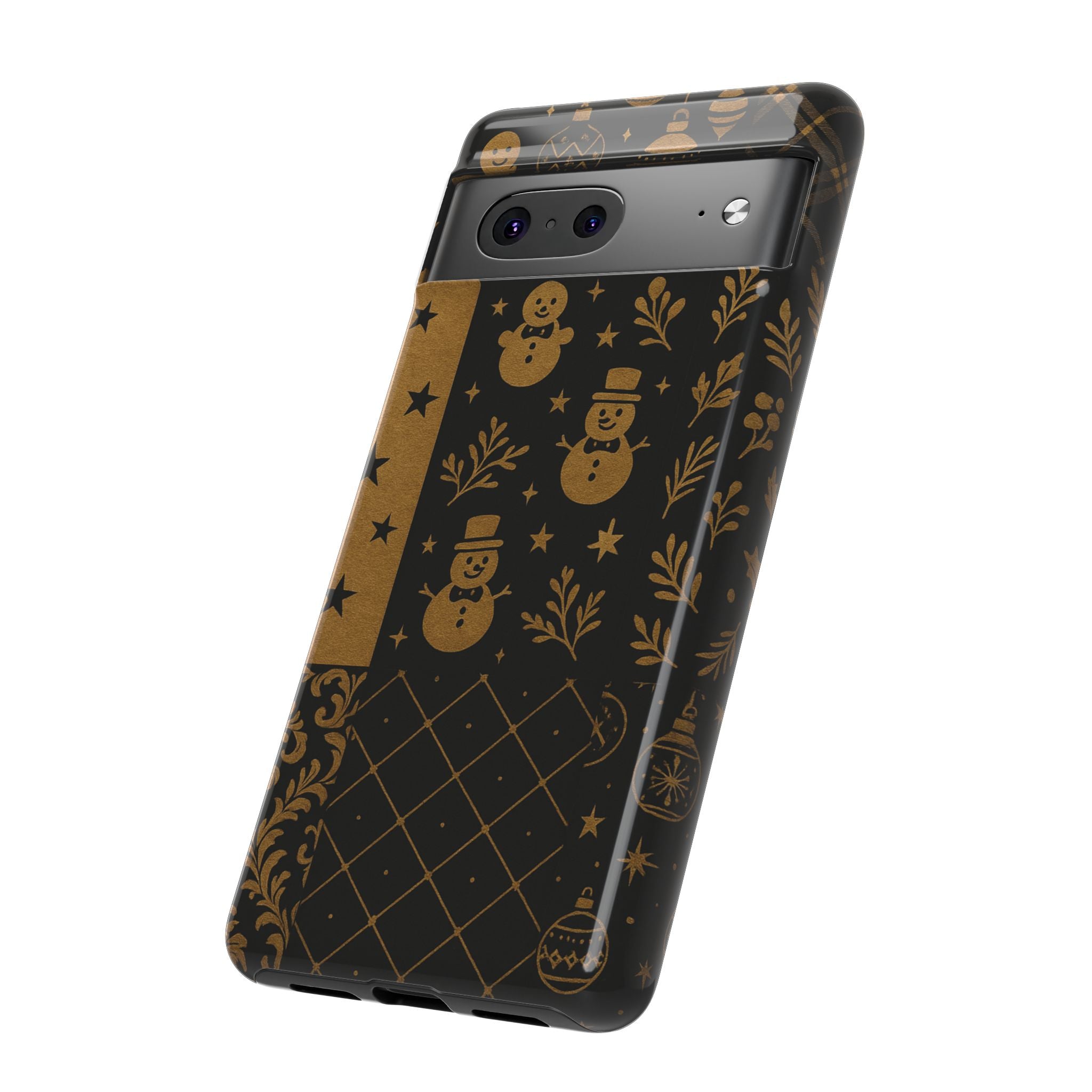 Black Festive Phone Case | Christmas Gift | Holiday Decor | Snowman Design | Tough Cases | Winter Celebration