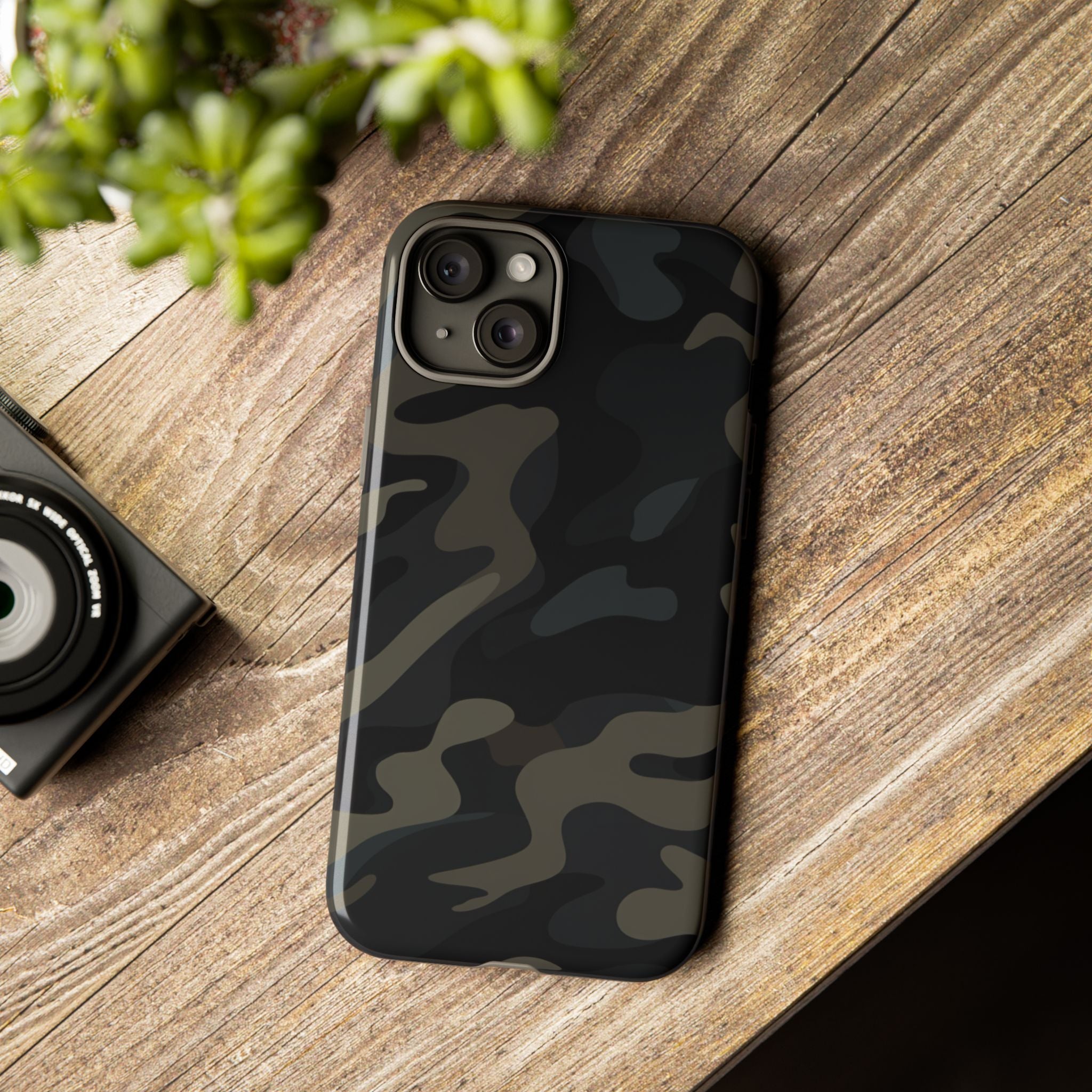 Black Camouflage Phone Case for iPhone, Samsung and Google Pixel
