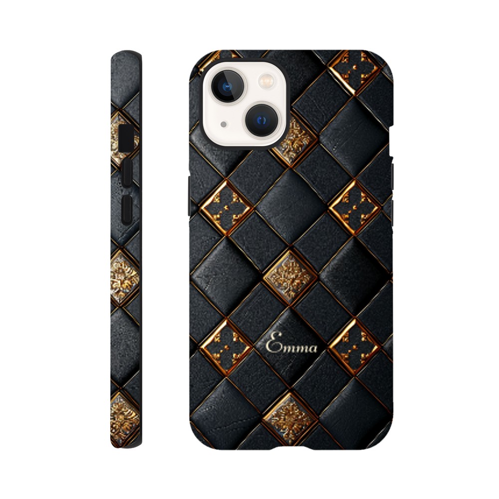 Personalized iPhone 16 and 15 Pro Max Cover,Luxury Checkers Pattern Tough Case,Custom Design,iPhone 16,15,14,13,12,11 iPhone 13