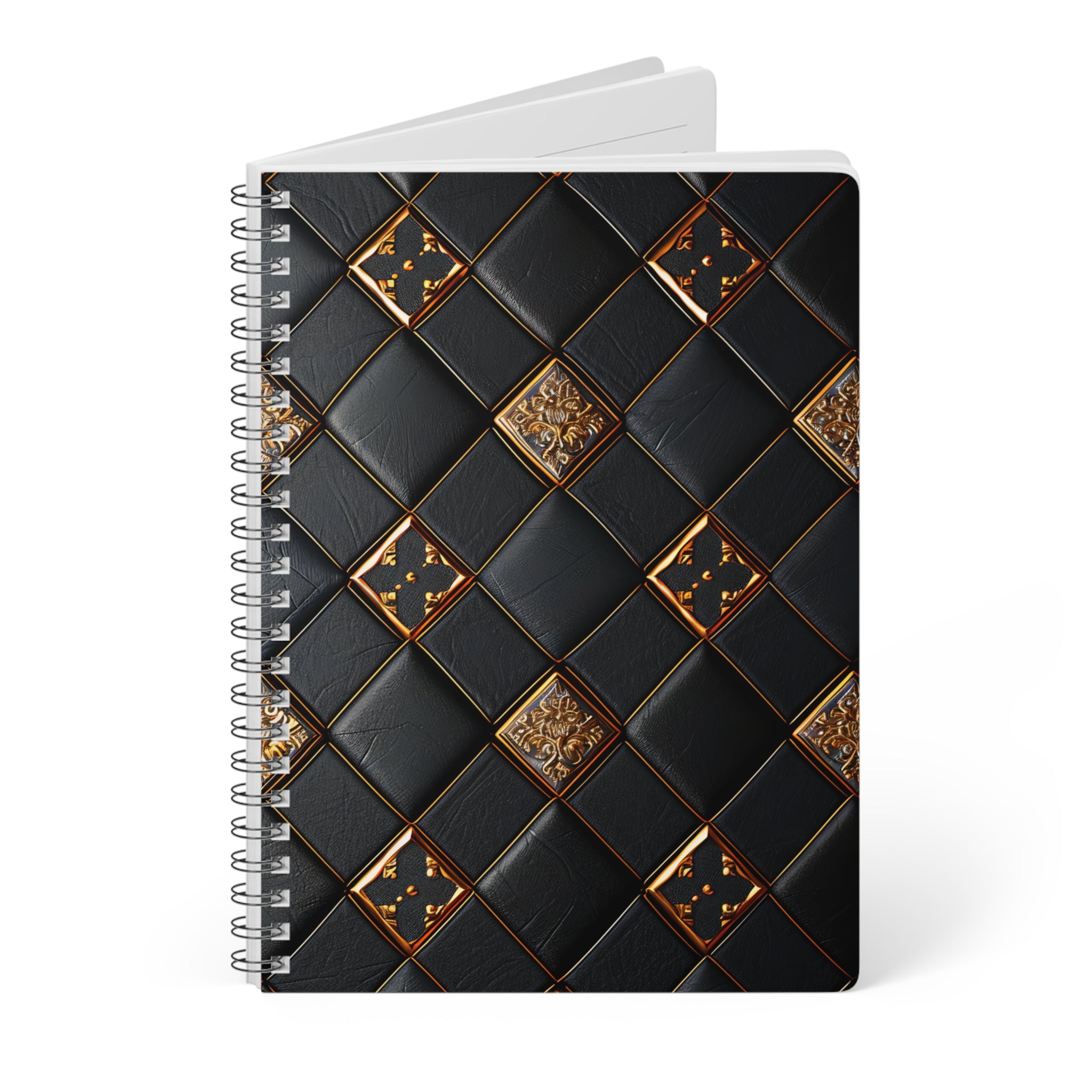 Luxury Black & Gold Notebook | Elegant A5 Spiral Bound Journal | Sophisticated Leather-Inspired Design | Professional and Stylish Gift