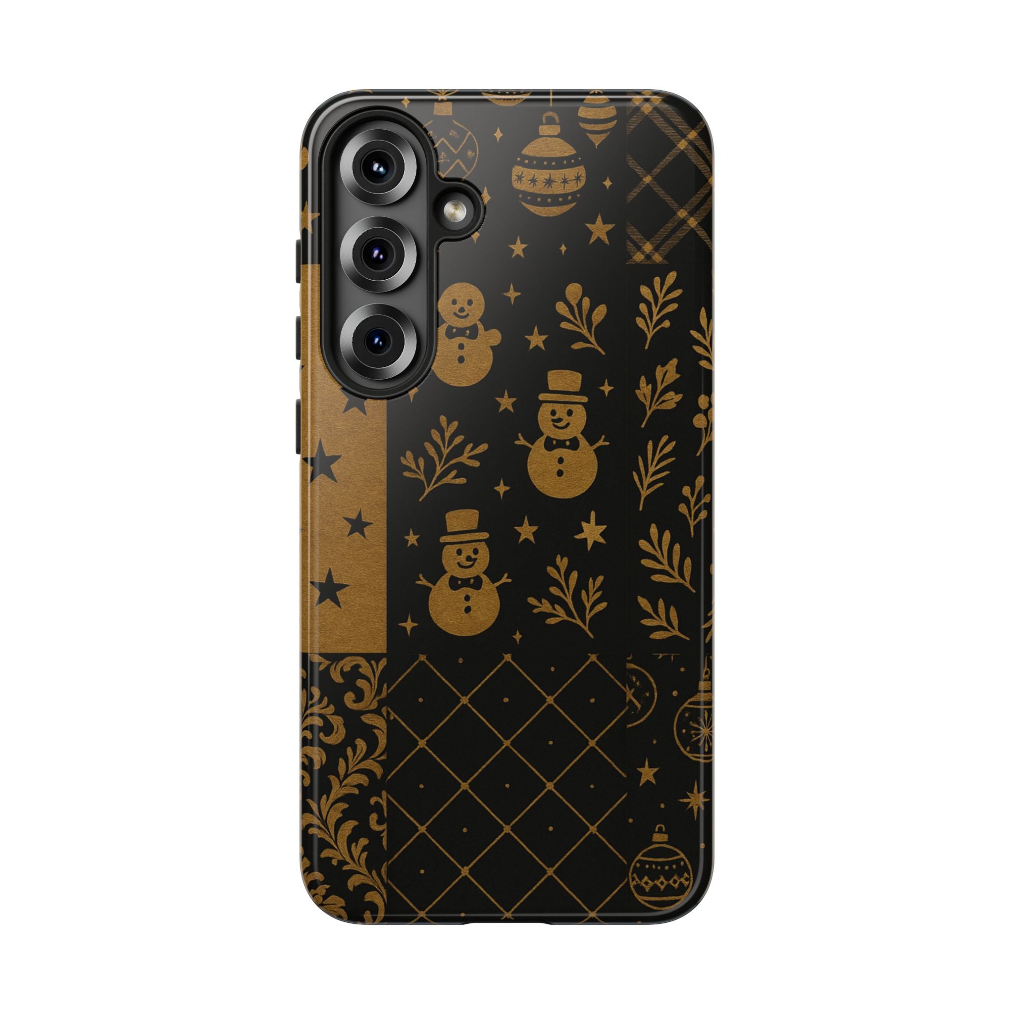 Black Festive Phone Case | Christmas Gift | Holiday Decor | Snowman Design | Tough Cases | Winter Celebration Samsung Galaxy S25 Plus Glossy