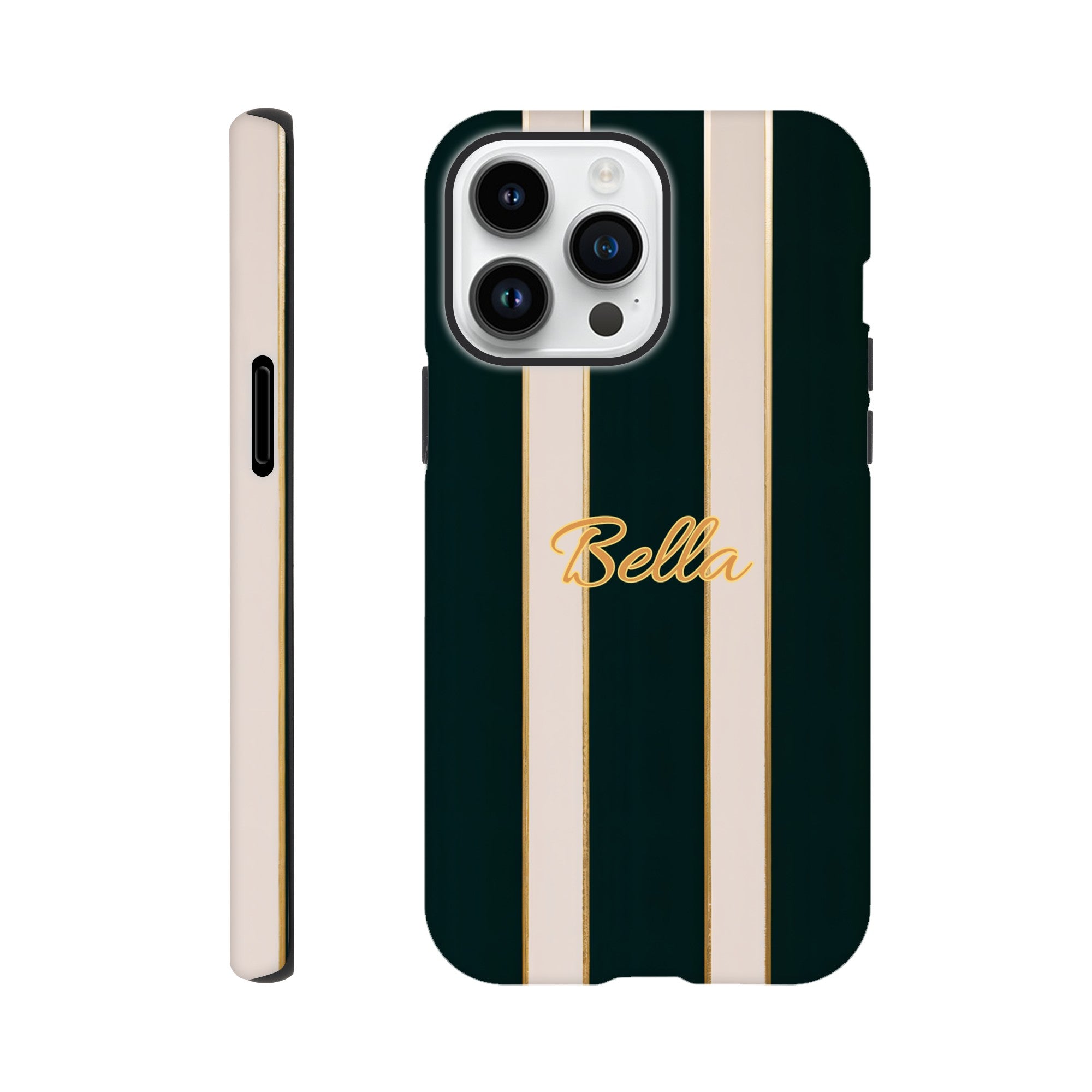 Elegant Striped Phone Case - Black & Cream Design with Gold Accents for iPhone & Samsung | Luxury Protection iPhone 14 Pro Max