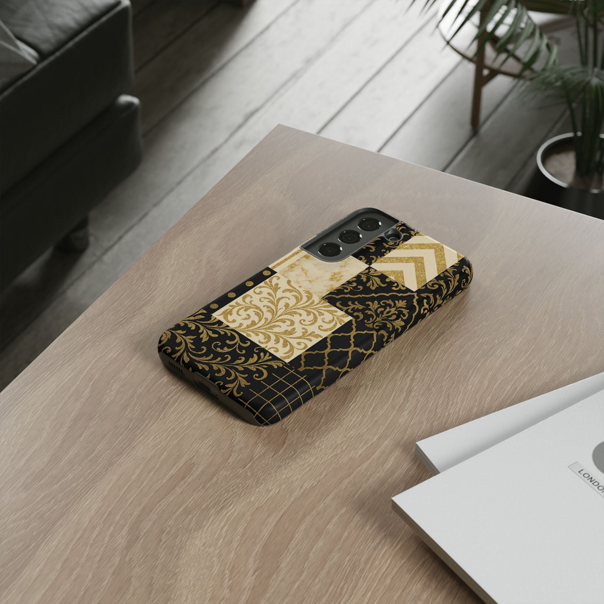 Phone Case, Luxury Black and Gold Festive Design for Christmas Gift, Holiday Decor, Tough Cases, Winter Celebration, Elegant iPhone Cover