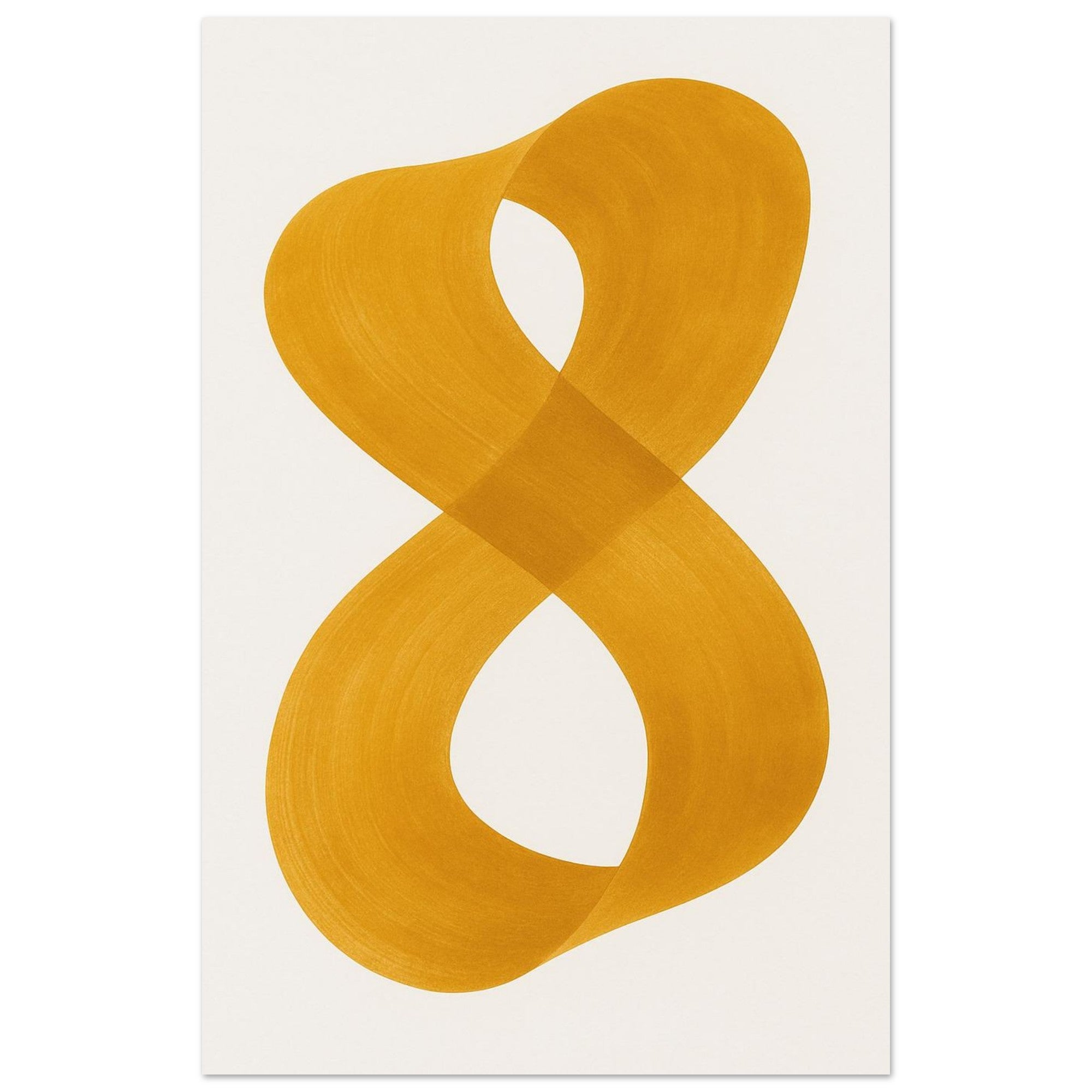 Infinity Abstract Brushstroke Art Print - Modern Minimalist Poster in Pink, Blue, Ochre, Black 28x43 cm XL (11x17″) Ochre