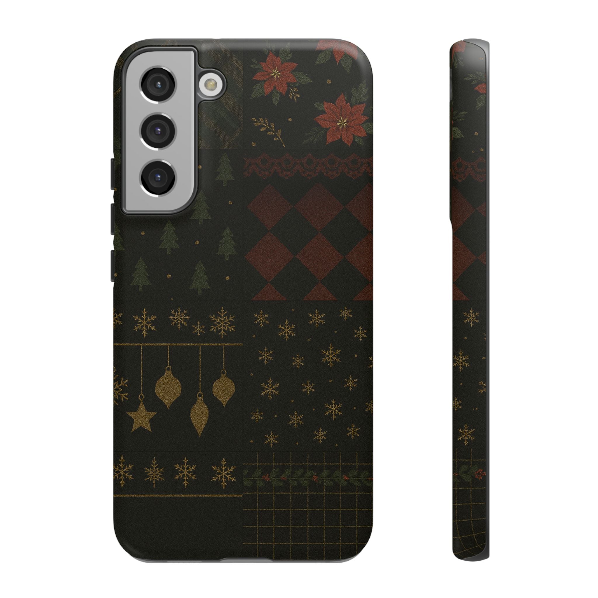 Black Luxury Phone Case for Christmas Festive Season - Tough design Samsung Galaxy S22 Plus Matte