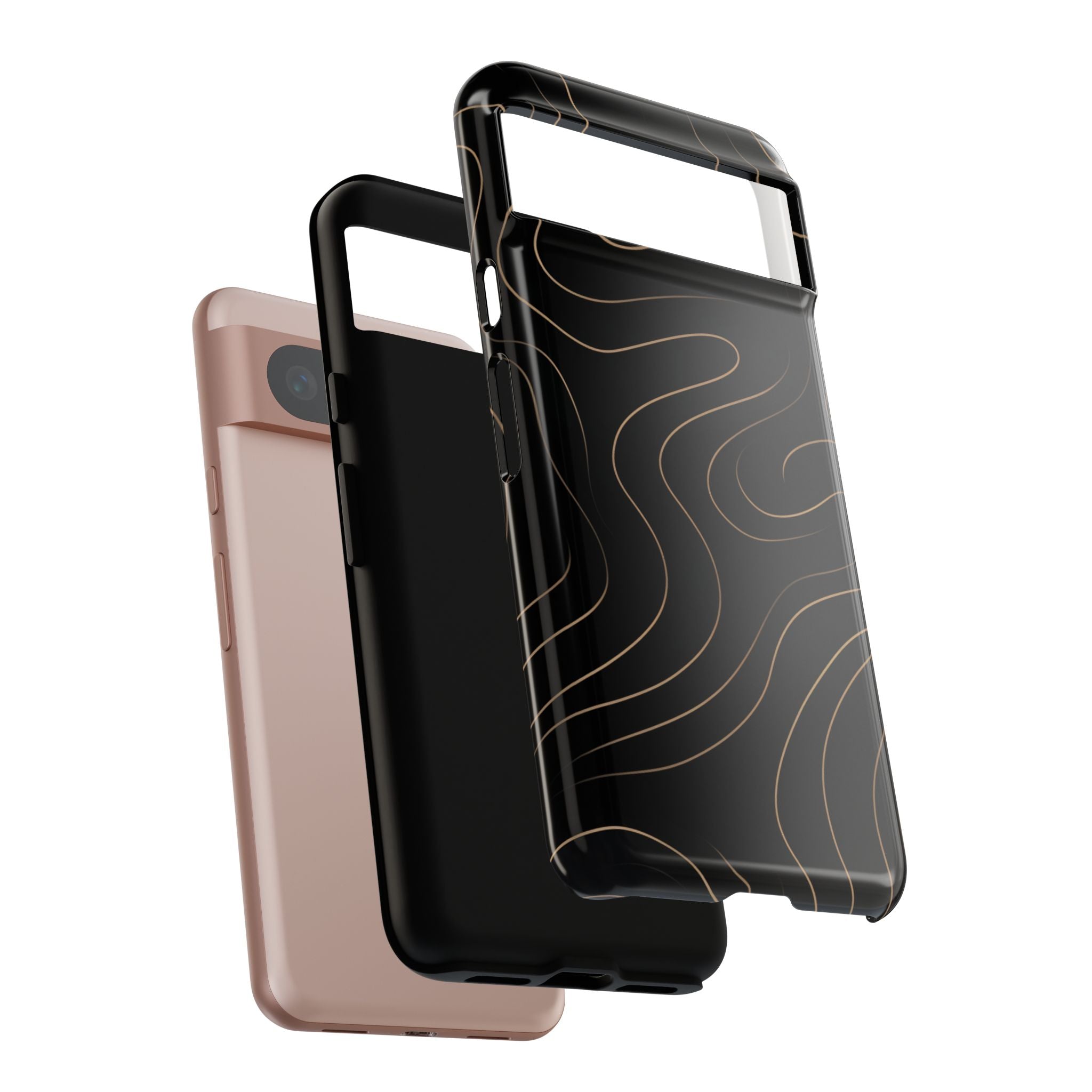 Noir Topograph - Black Minimalist Line Art Phone Case