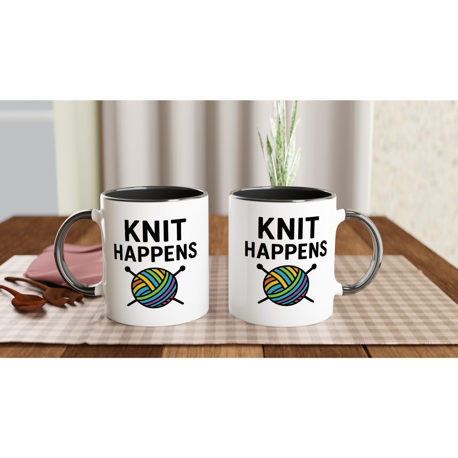 Knit Happens Mug - Perfect Gift for Knitters - Ceramic Coffee Cup for Hobby Lovers