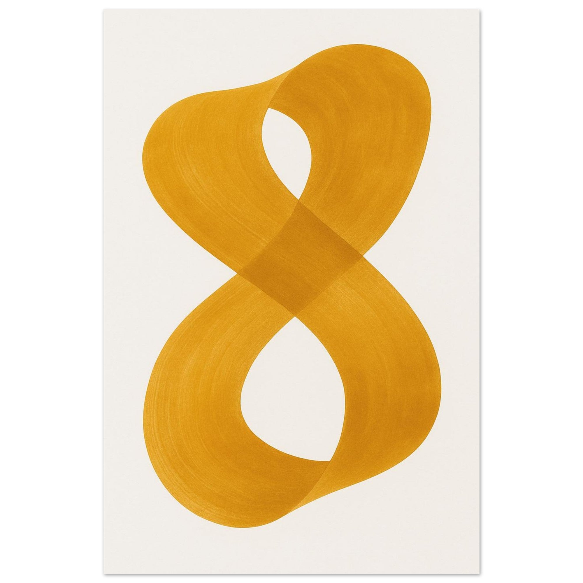 Infinity Abstract Brushstroke Art Print - Modern Minimalist Poster in Pink, Blue, Ochre, Black 60x90 cm 24x36″ Ochre
