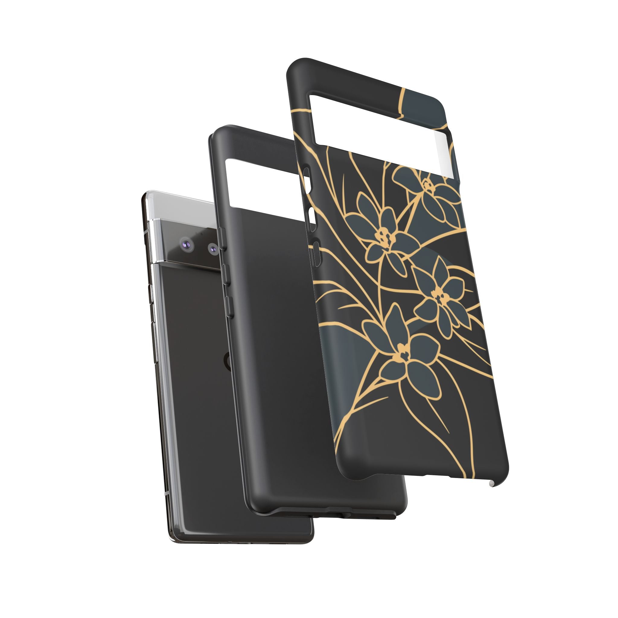 Golden Bloom - Elegant Floral Line Art Phone Case