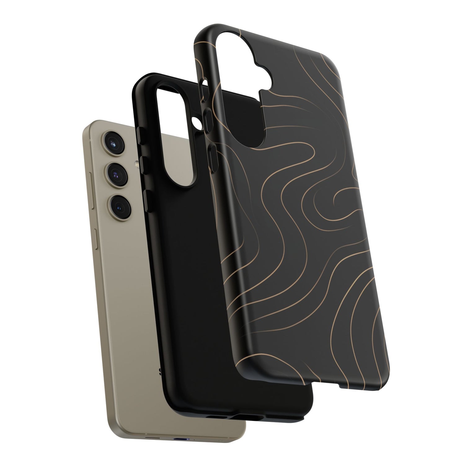 Noir Topograph - Black Minimalist Line Art Phone Case