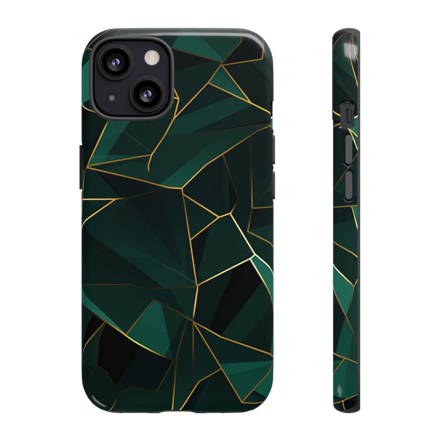 Emerald Veil - Geometric Luxe Phone Case iPhone 13 Glossy