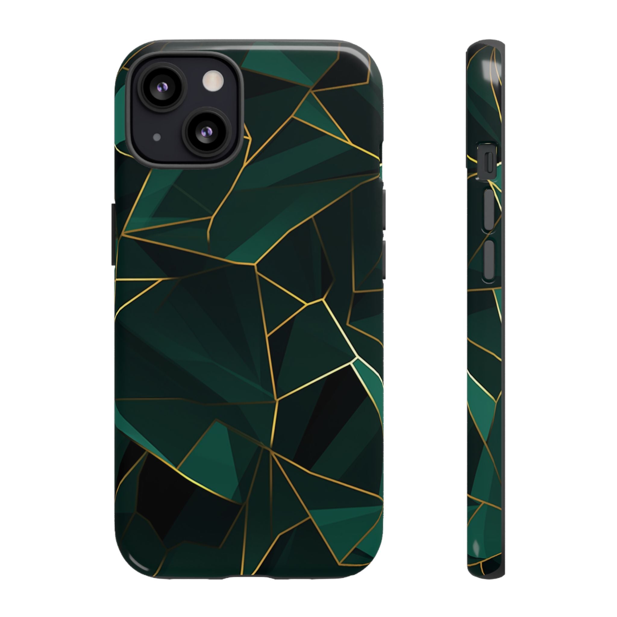 Emerald Veil - Geometric Luxe Phone Case iPhone 13 Glossy