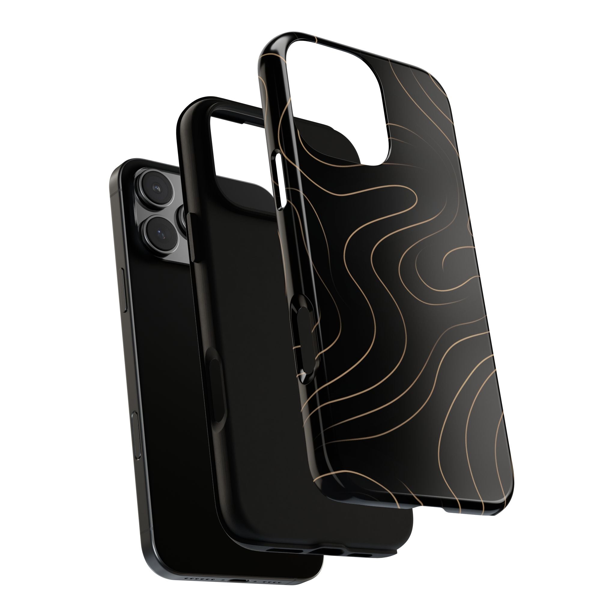 Noir Topograph - Black Minimalist Line Art Phone Case