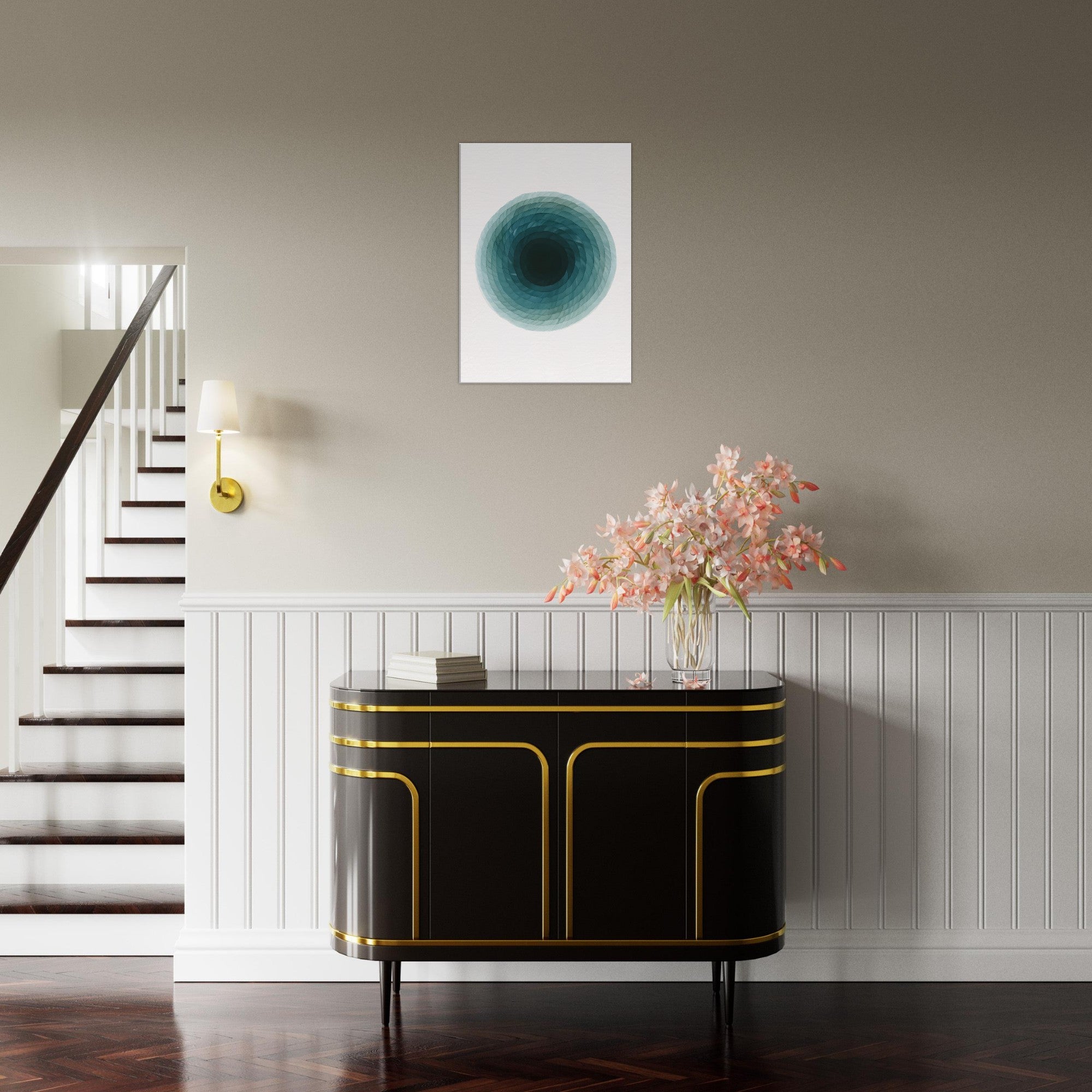 Deep Tranquility Canvas – Abstract Watercolor Spiral Art Print - Slim Canvas - Wall Art