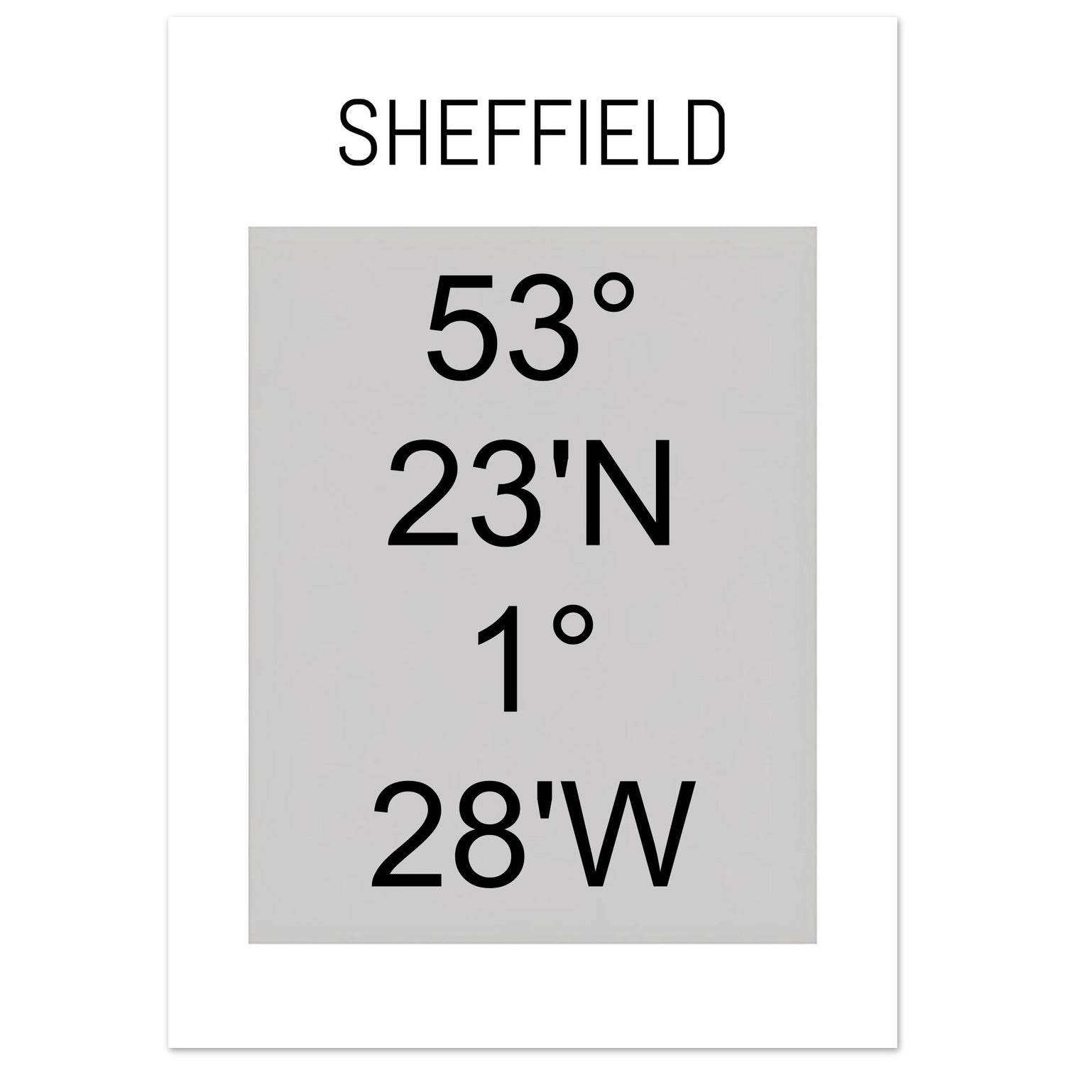 Sheffield Coordinates Poster Print | Minimalist Unframed Wall Art Decor A3 A4 A5 21x29.7 cm 8x12"