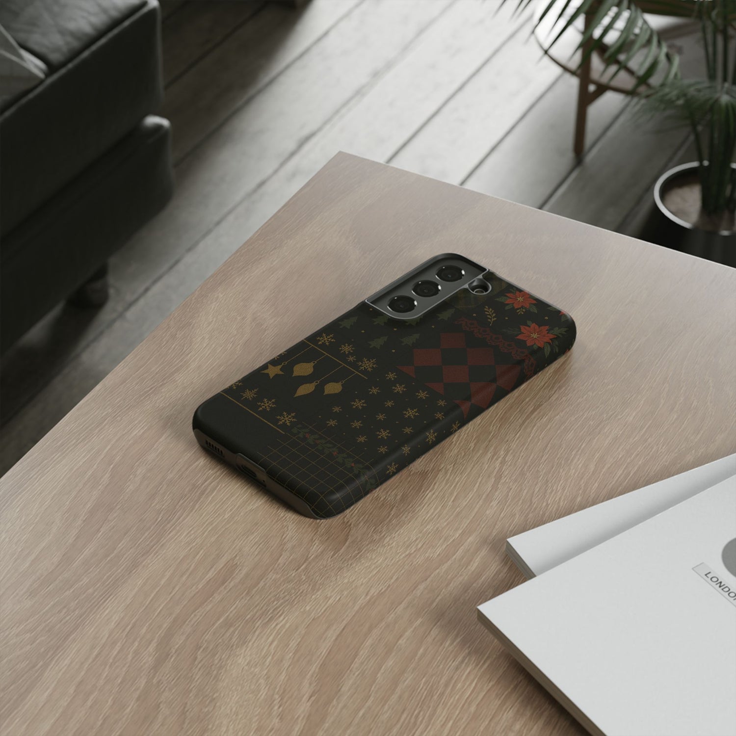 Black Luxury Phone Case for Christmas Festive Season - Tough design