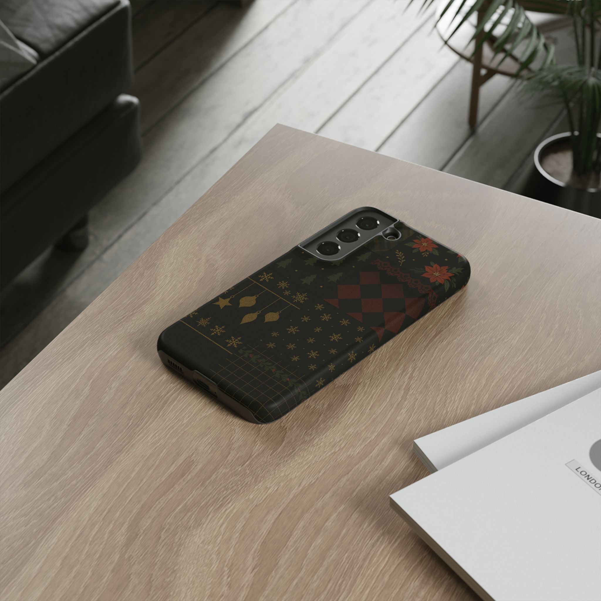 Black Luxury Phone Case for Christmas Festive Season - Tough design