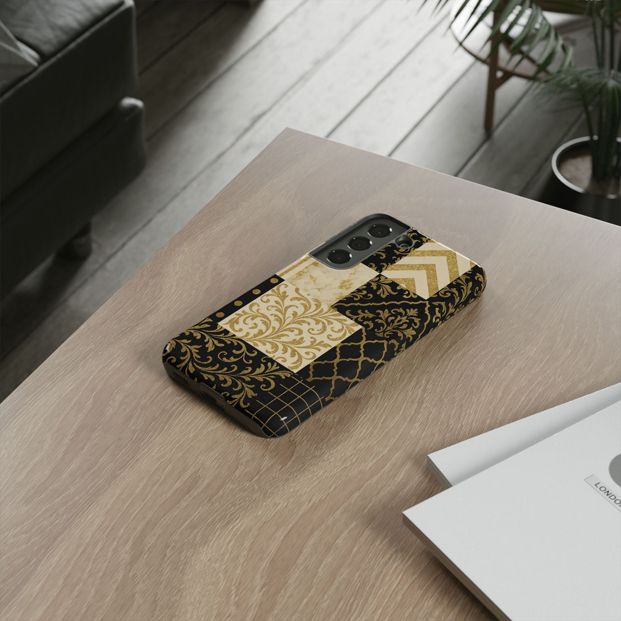 Phone Case, Luxury Black and Gold Festive Design for Christmas Gift, Holiday Decor, Tough Cases, Winter Celebration, Elegant iPhone Cover