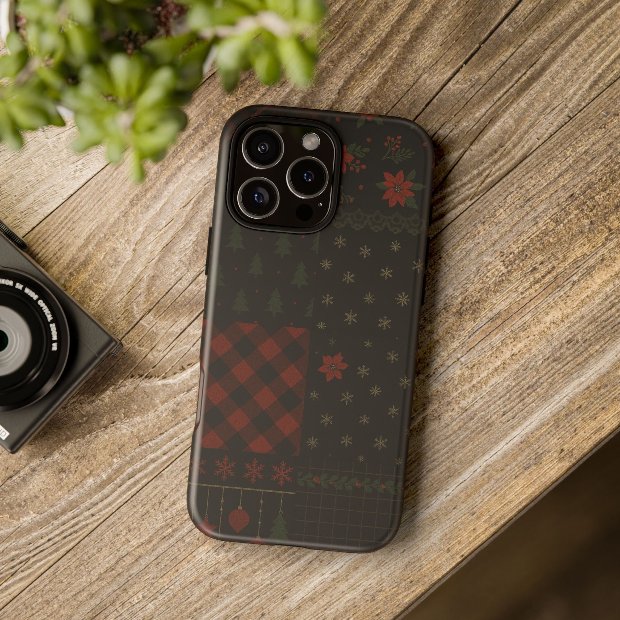 Black Festive Phone Case - Christmas Phone Cover - Tough Design