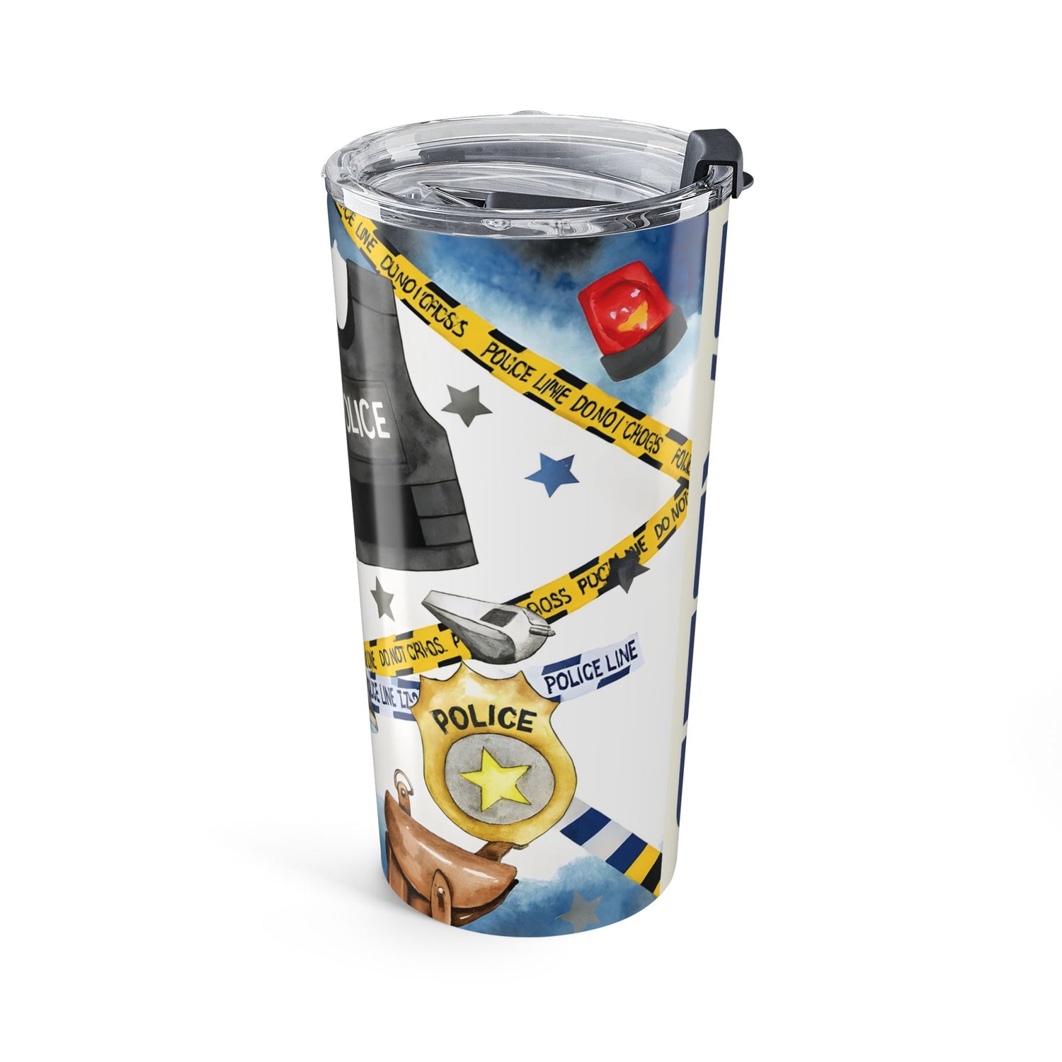 Police Themed Tumbler - Personalised 20oz Insulated Cup | Custom Name Law Enforcement Gift