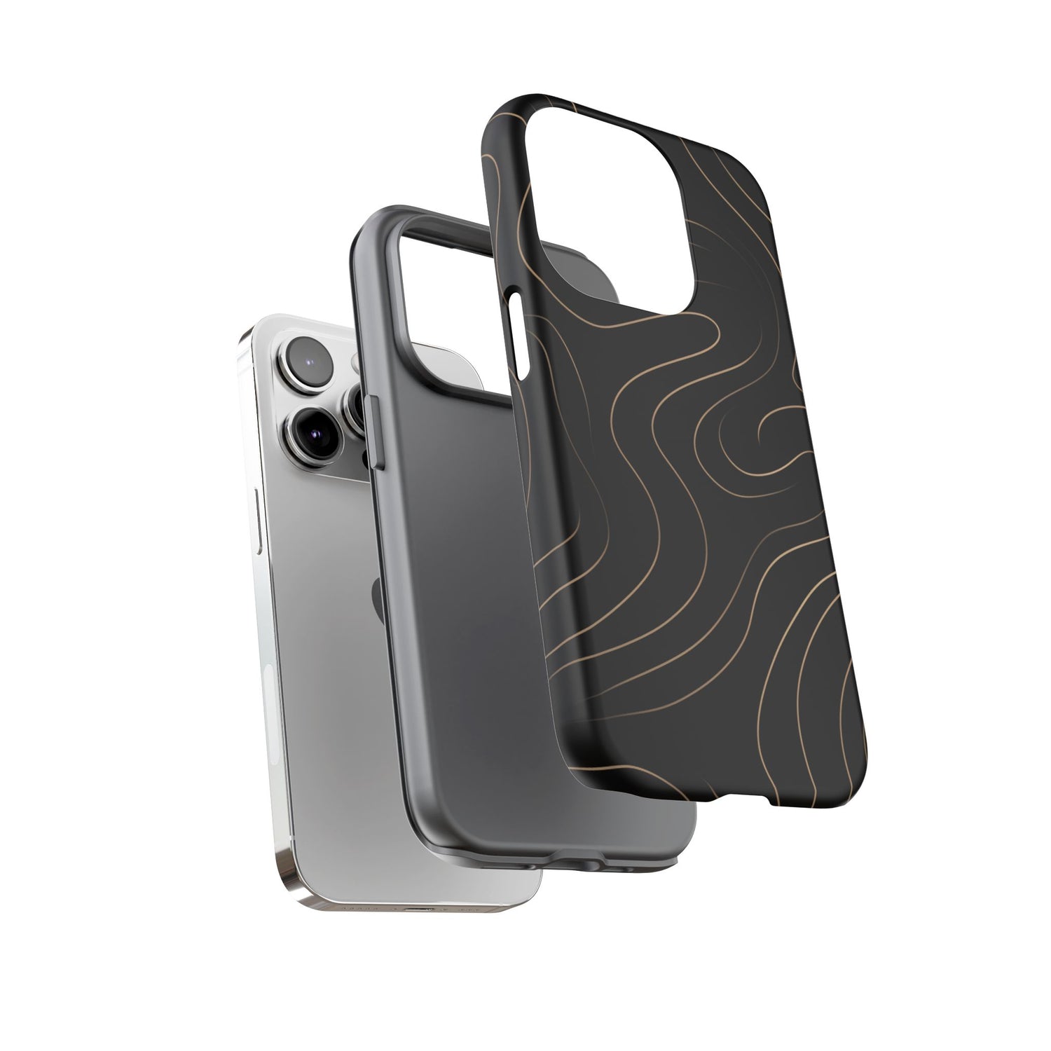 Noir Topograph - Black Minimalist Line Art Phone Case