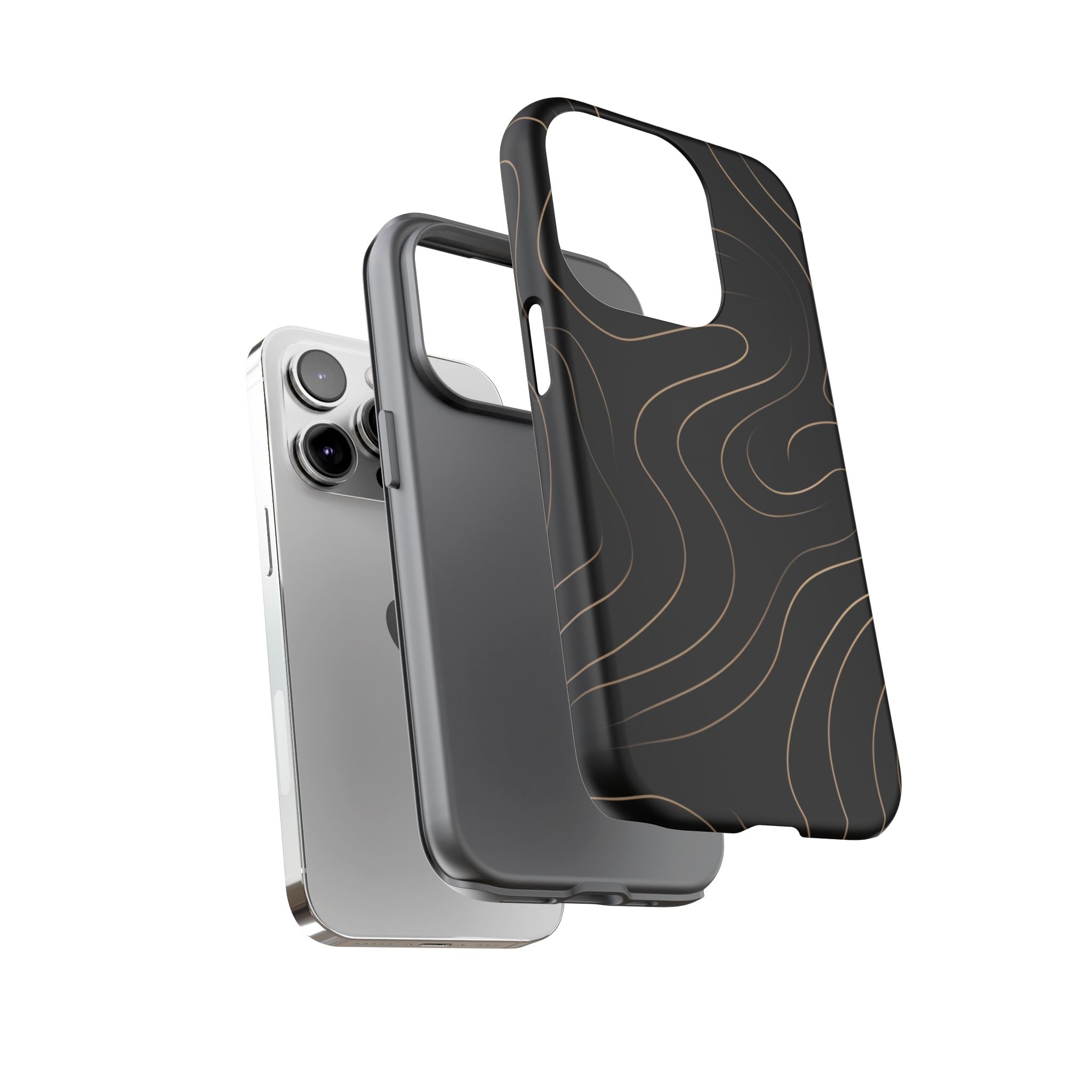Noir Topograph - Black Minimalist Line Art Phone Case