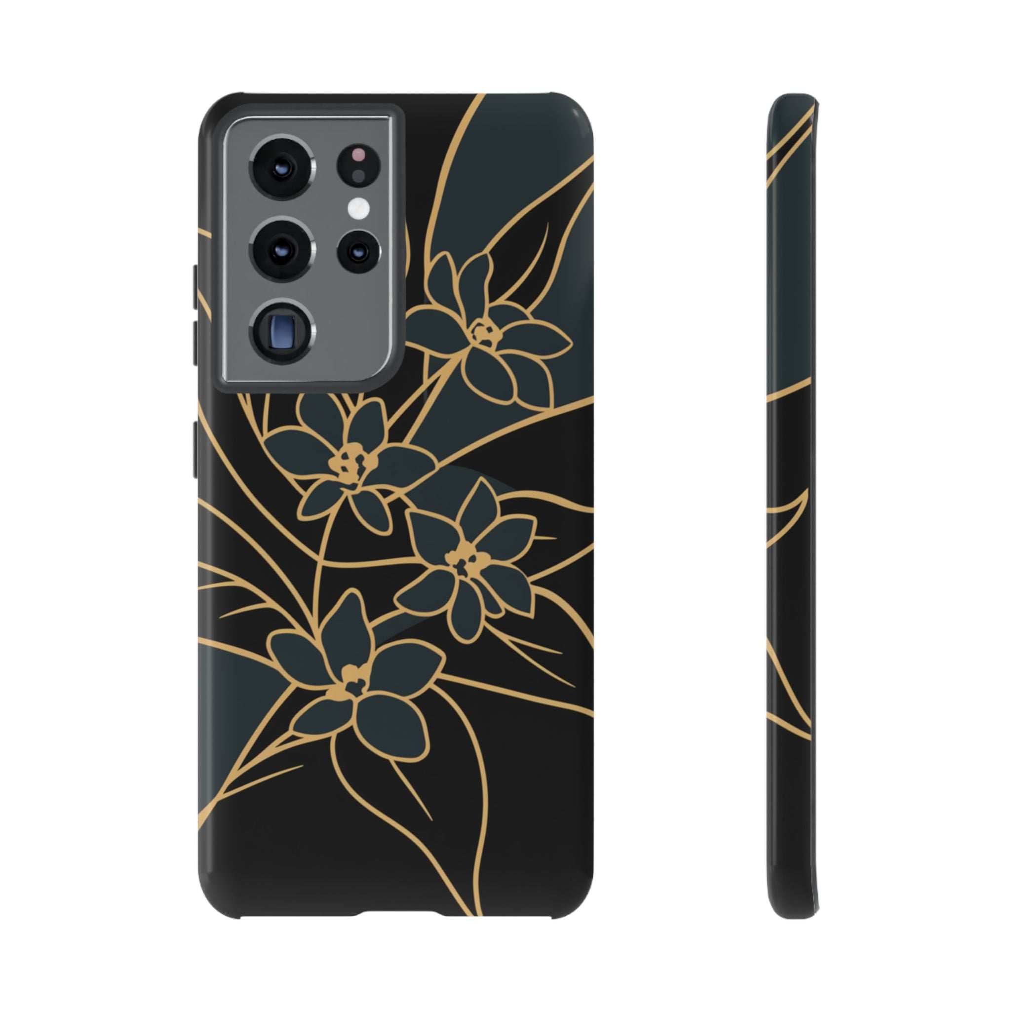 Golden Bloom - Elegant Floral Line Art Phone Case Samsung Galaxy S21 Ultra Glossy