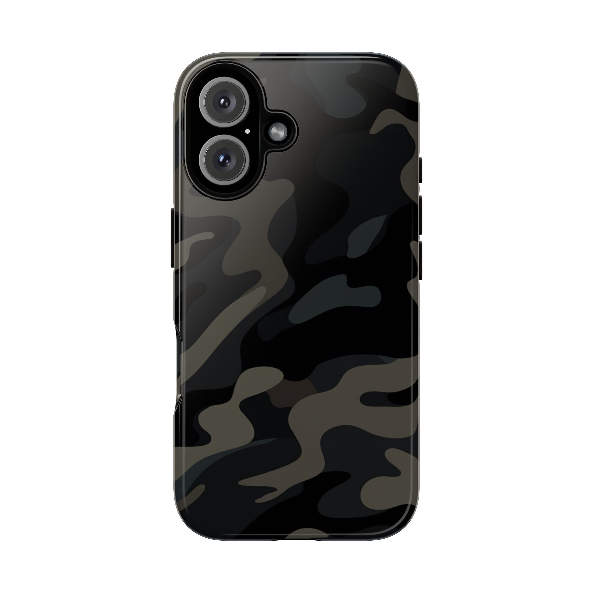 Black Camouflage Phone Case for iPhone, Samsung and Google Pixel iPhone 16 Glossy
