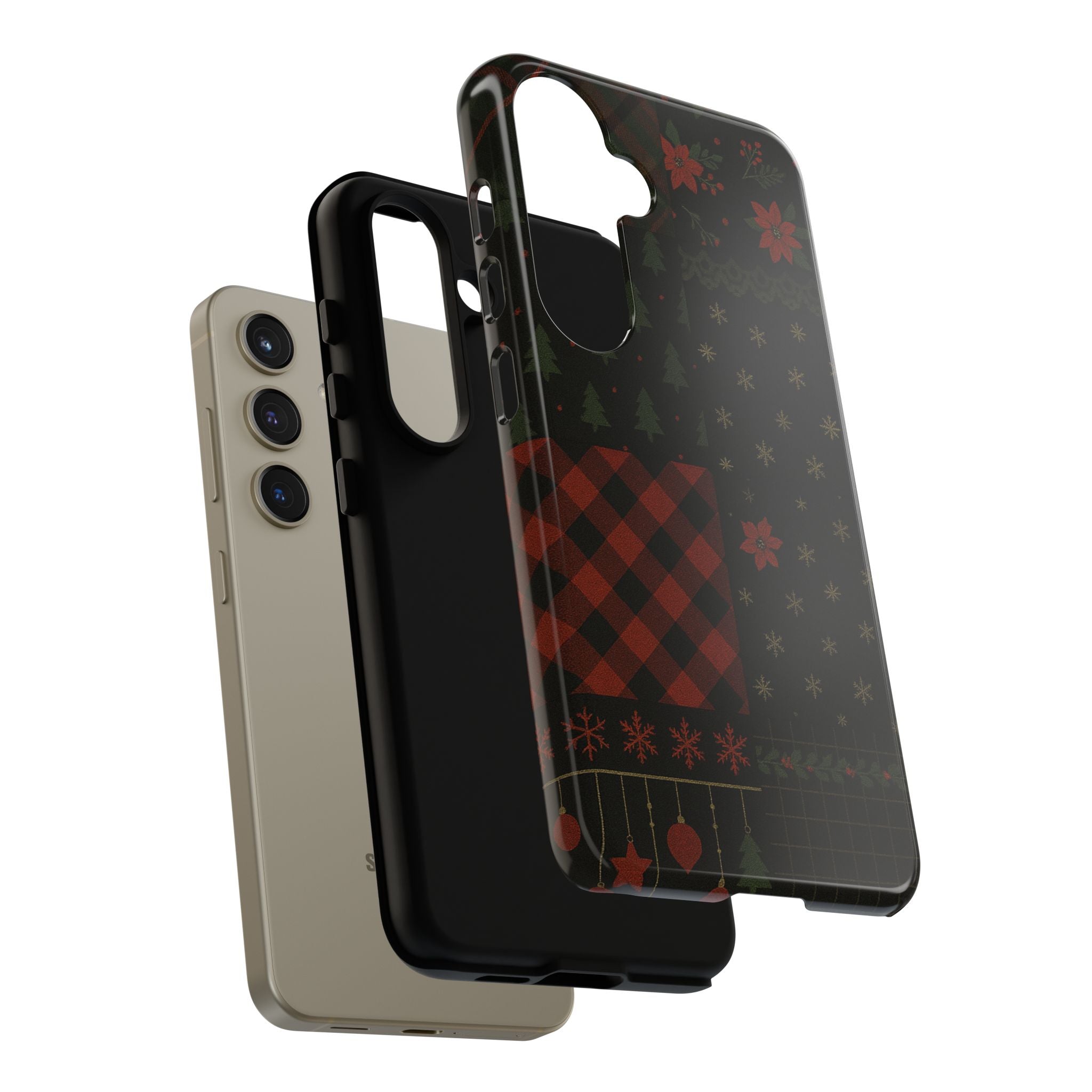 Black Festive Phone Case - Christmas Phone Cover - Tough Design