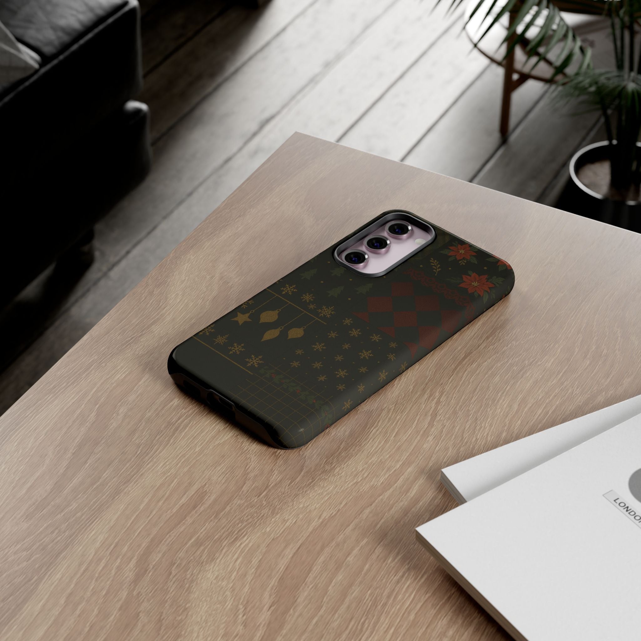Black Luxury Phone Case for Christmas Festive Season - Tough design