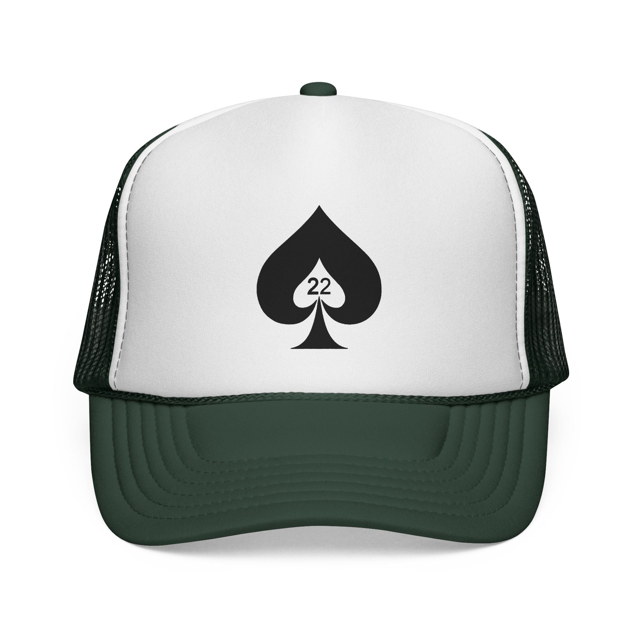Ace of Spades Trucker Hat - Stylish Mesh Cap for Gamers, Outdoor Adventures & Festivals | Adjustable Snapback Dark Green One size