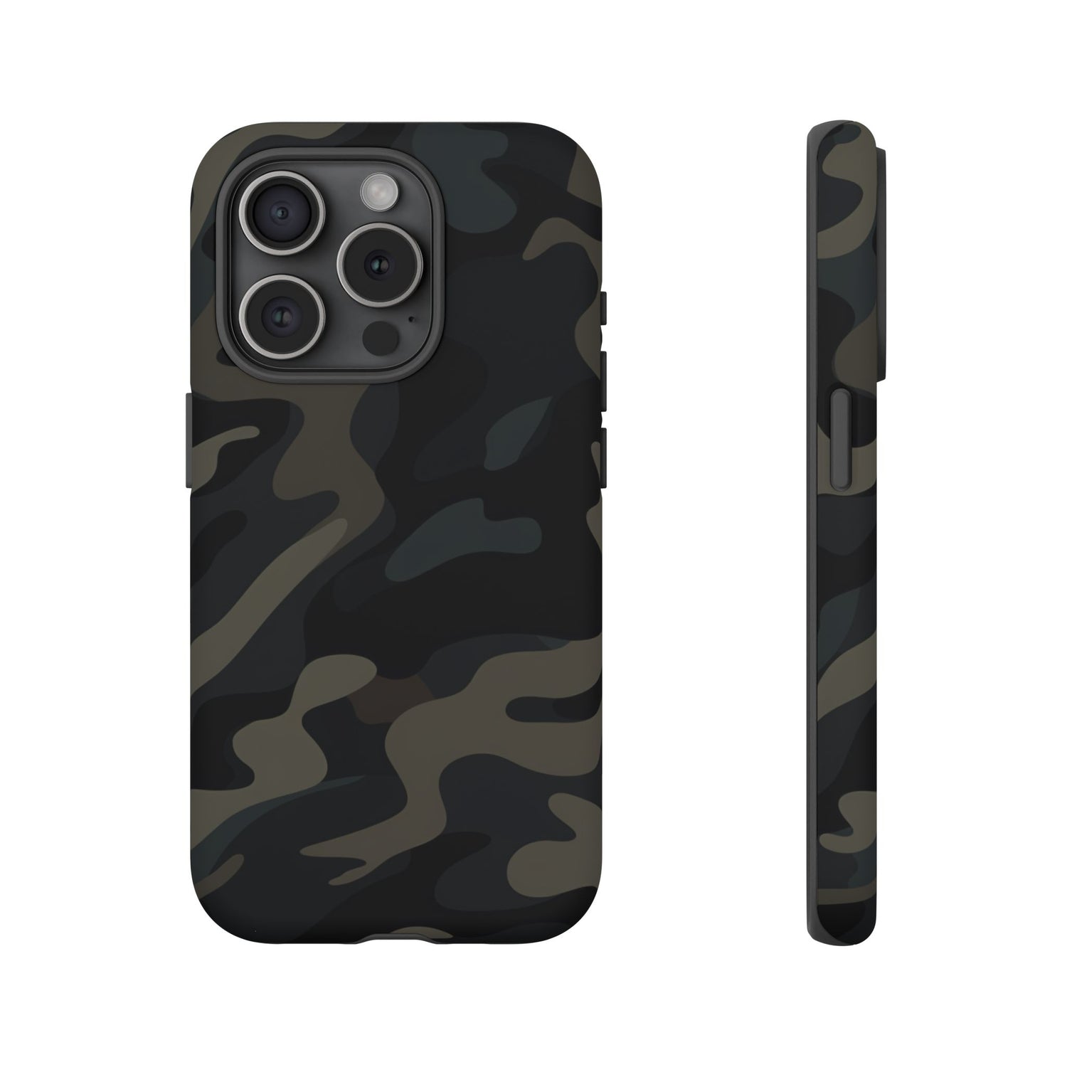Black Camouflage Phone Case for iPhone, Samsung and Google Pixel iPhone 15 Pro Matte