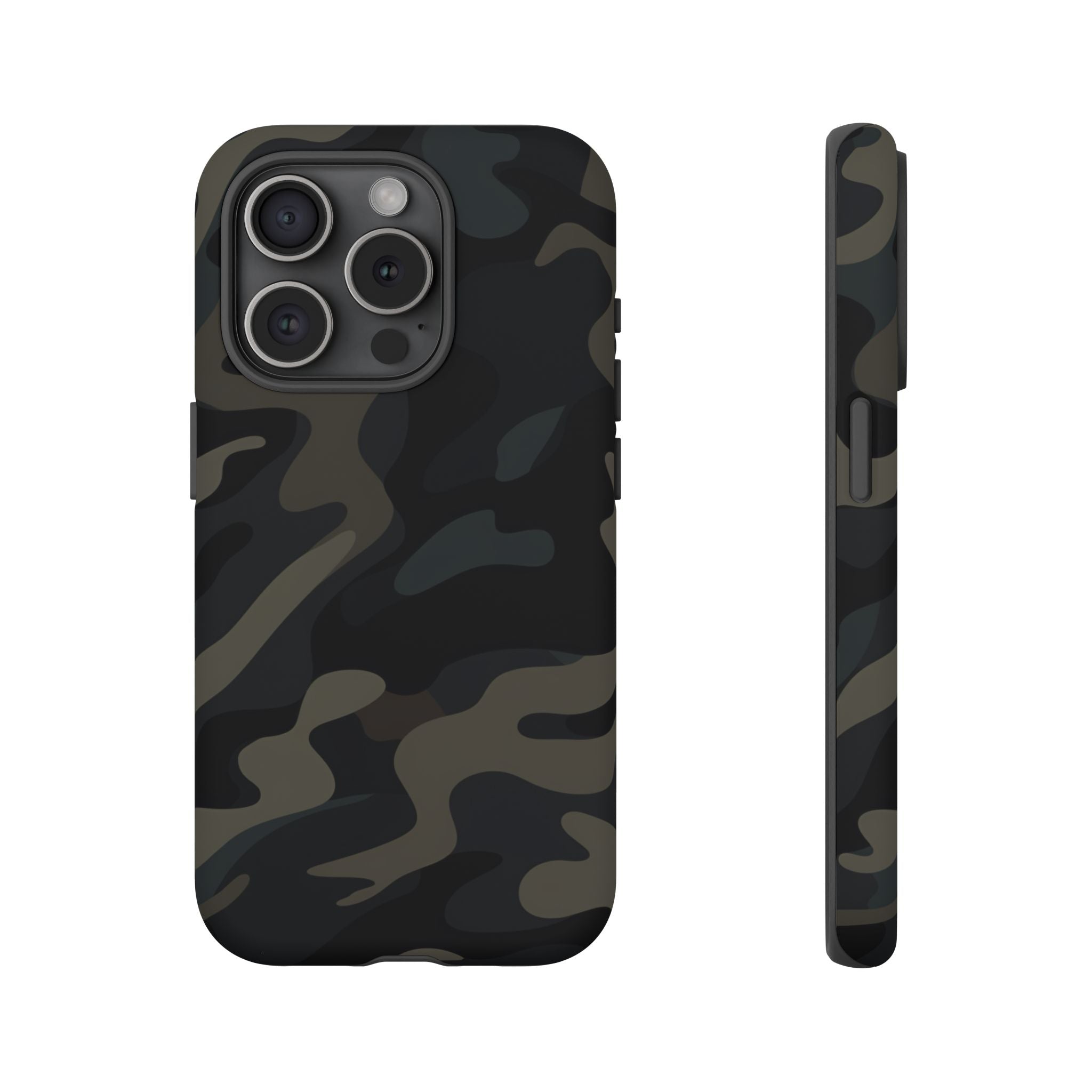 Black Camouflage Phone Case for iPhone, Samsung and Google Pixel iPhone 15 Pro Matte