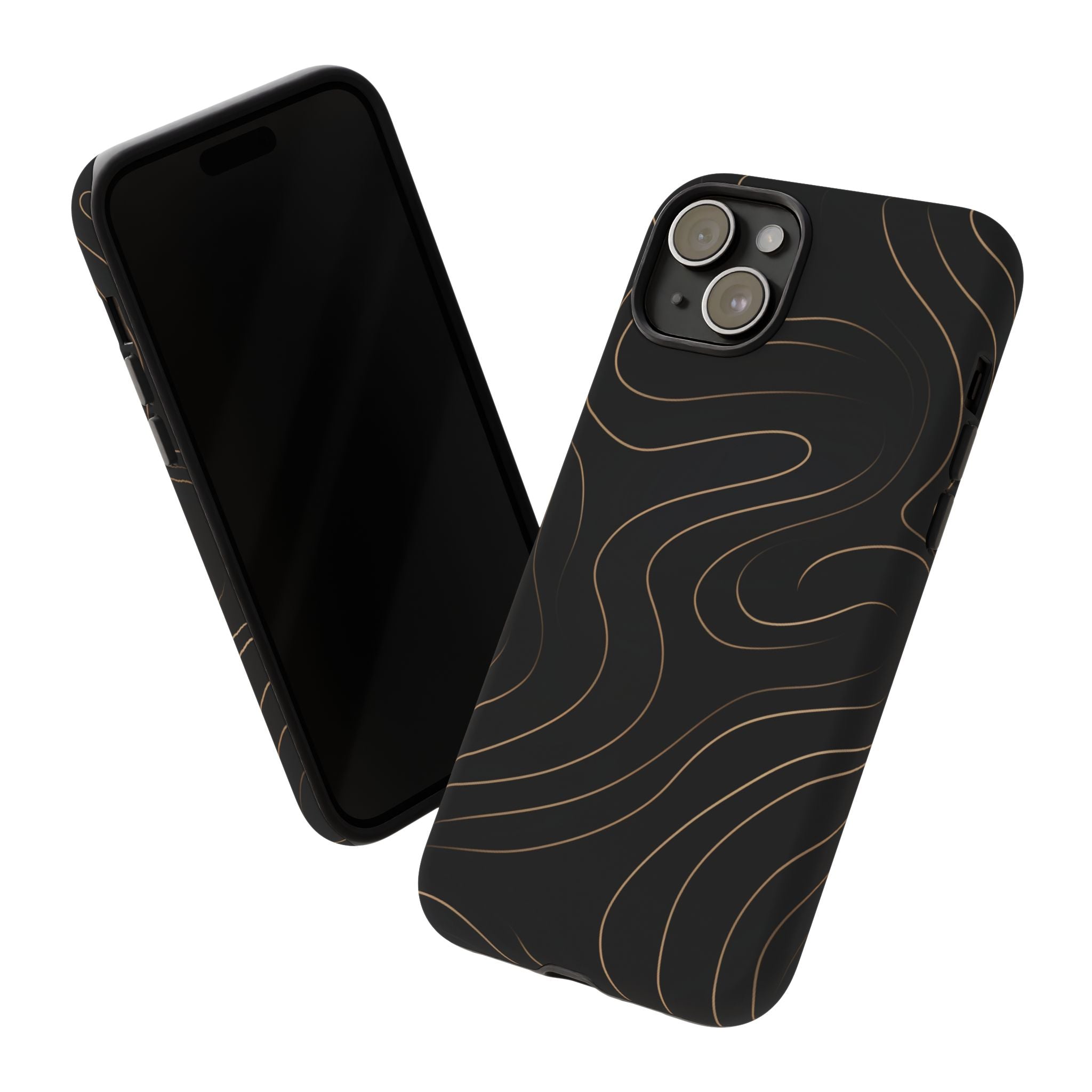 Noir Topograph - Black Minimalist Line Art Phone Case