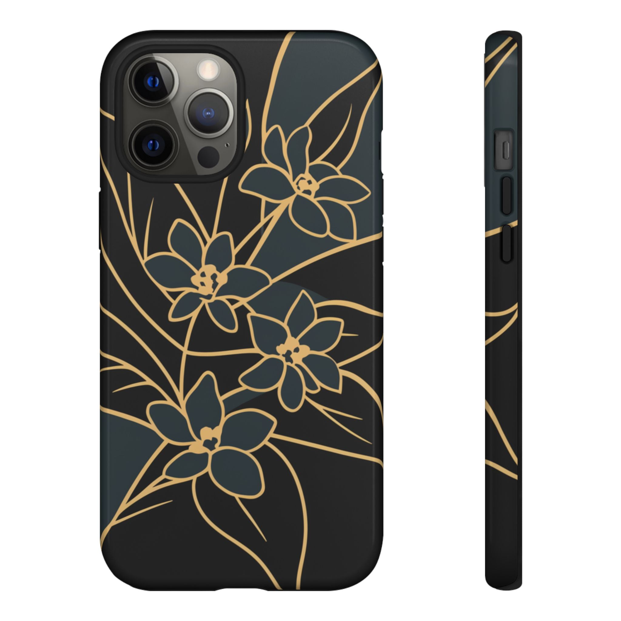 Golden Bloom - Elegant Floral Line Art Phone Case iPhone 12 Pro Max Glossy