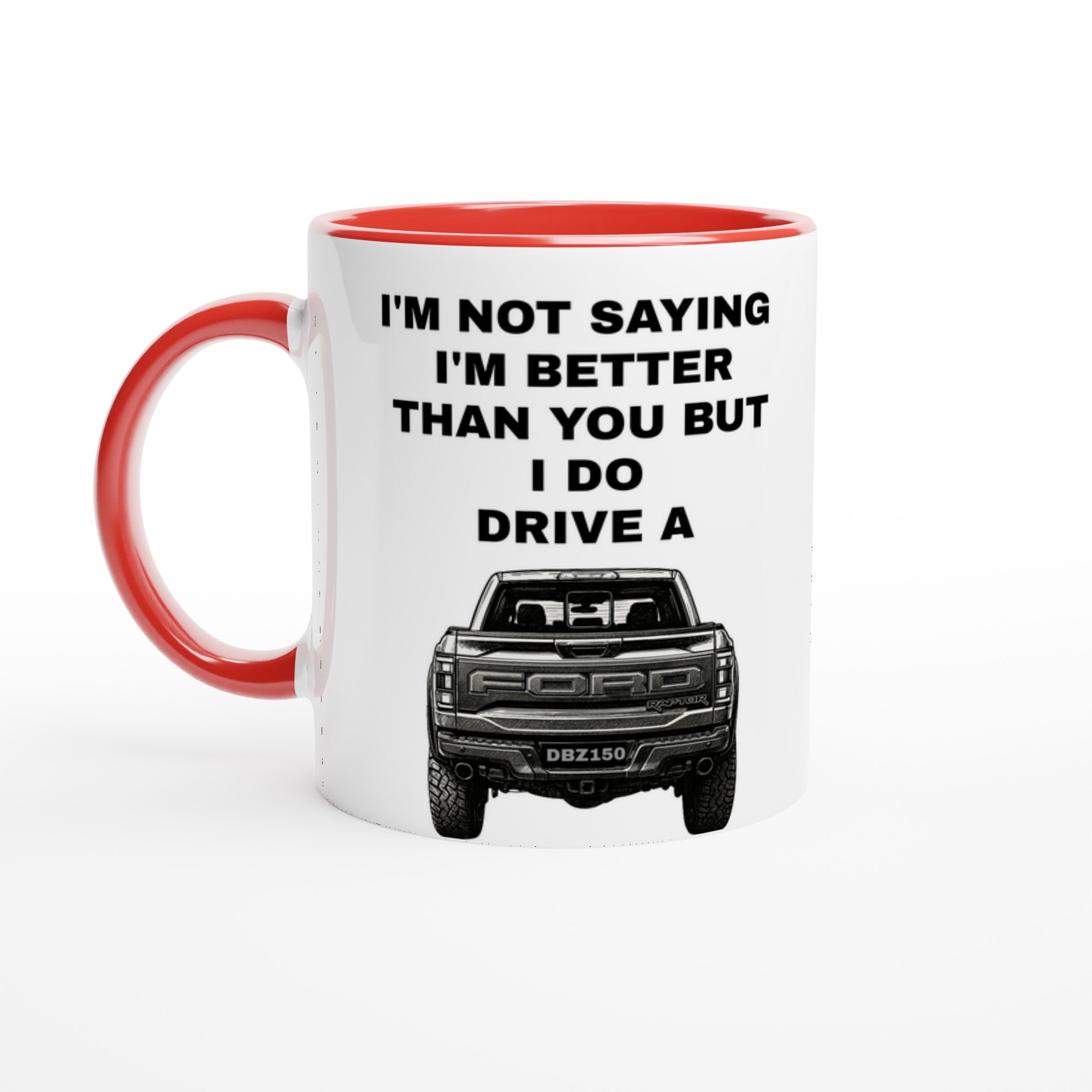 Funny Personalized Ford Raptor Mug - Custom Truck Lover Gift - 11oz Ceramic Coffee Cup Ceramic Red
