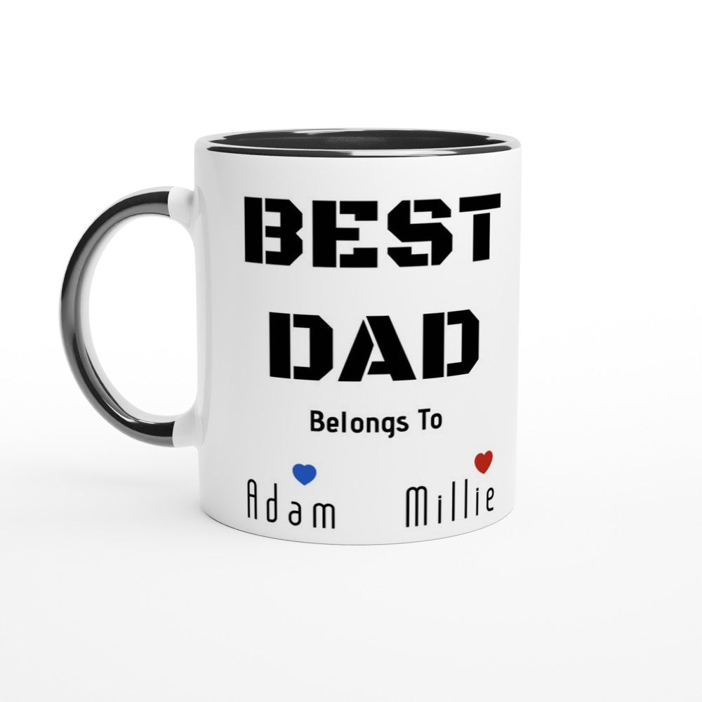 Minimalist Best Dad Mug - Personalised Cup / Customised Ceramic Mug for Fathers Day Gift, Birthday Gift for Him Ceramic Black
