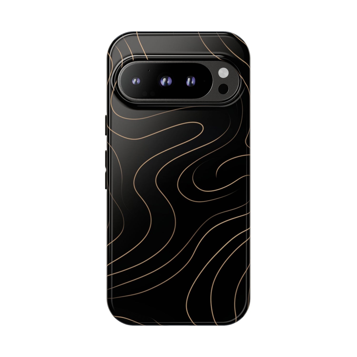 Noir Topograph - Black Minimalist Line Art Phone Case Google Pixel 9 Pro Glossy