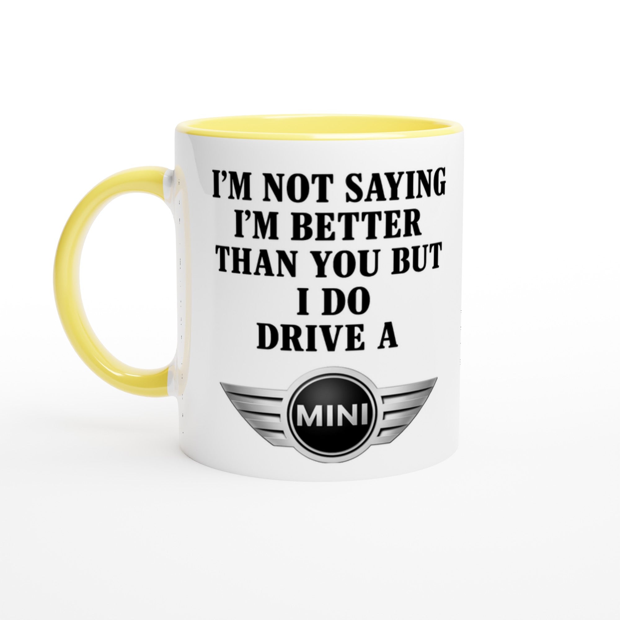 Personalized Mini Cooper Countryman Mug - 11oz Car Lover Gift in Multiple Colors Ceramic Yellow