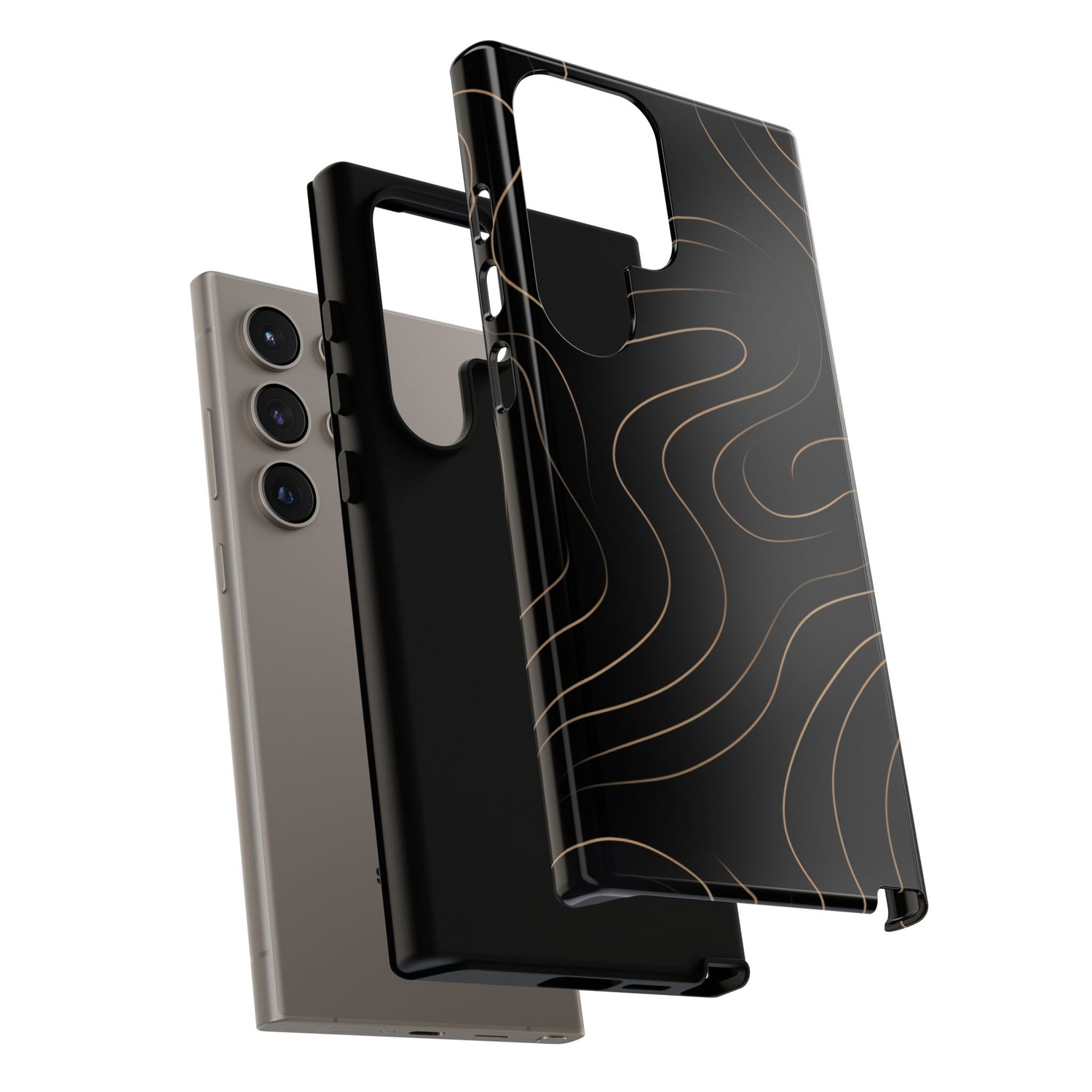 Noir Topograph - Black Minimalist Line Art Phone Case