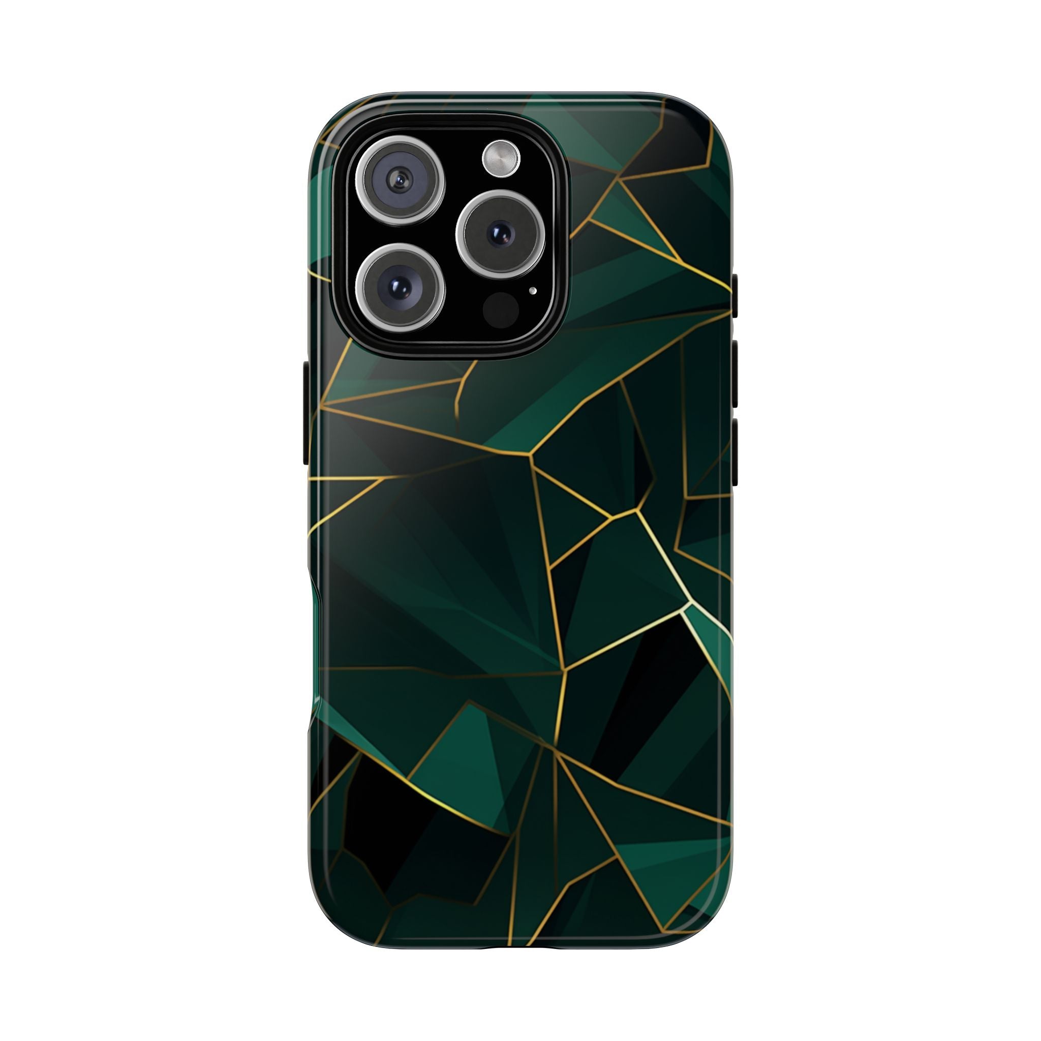 Emerald Veil - Geometric Luxe Phone Case iPhone 16 Pro Glossy