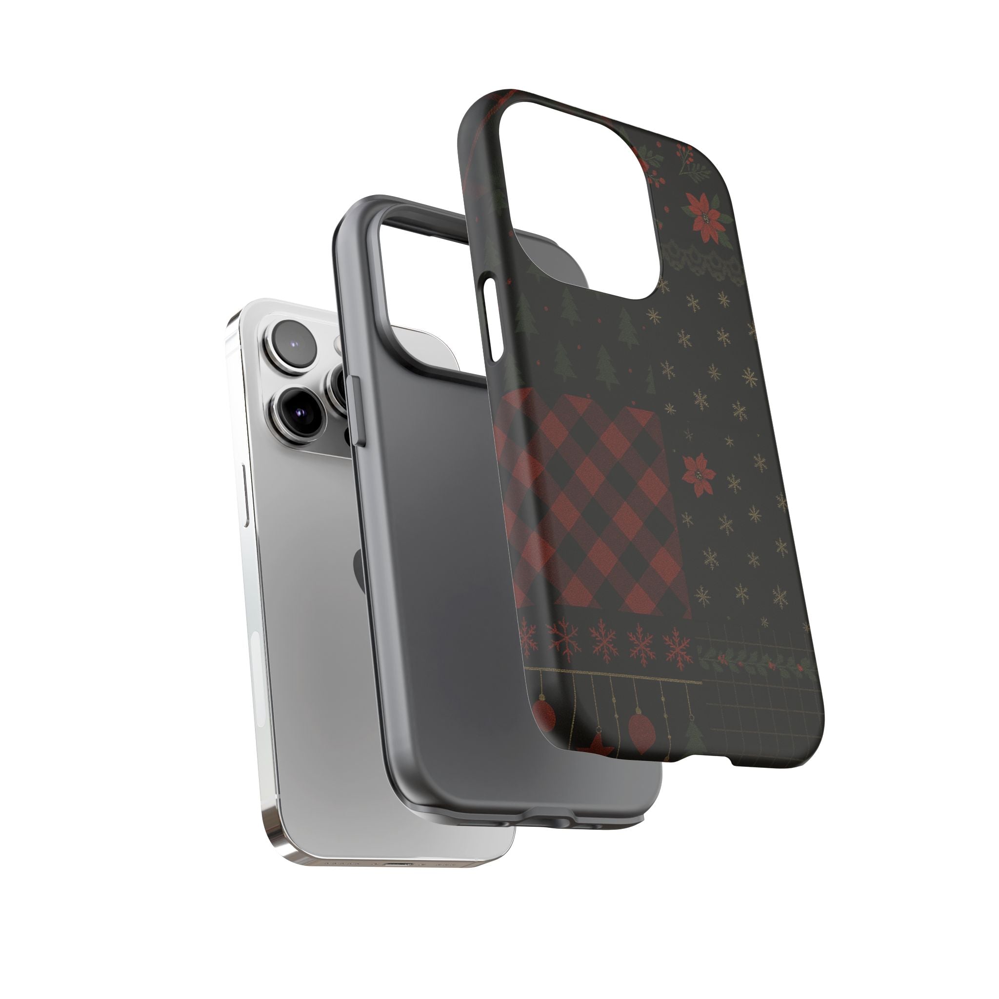 Black Festive Phone Case - Christmas Phone Cover - Tough Design