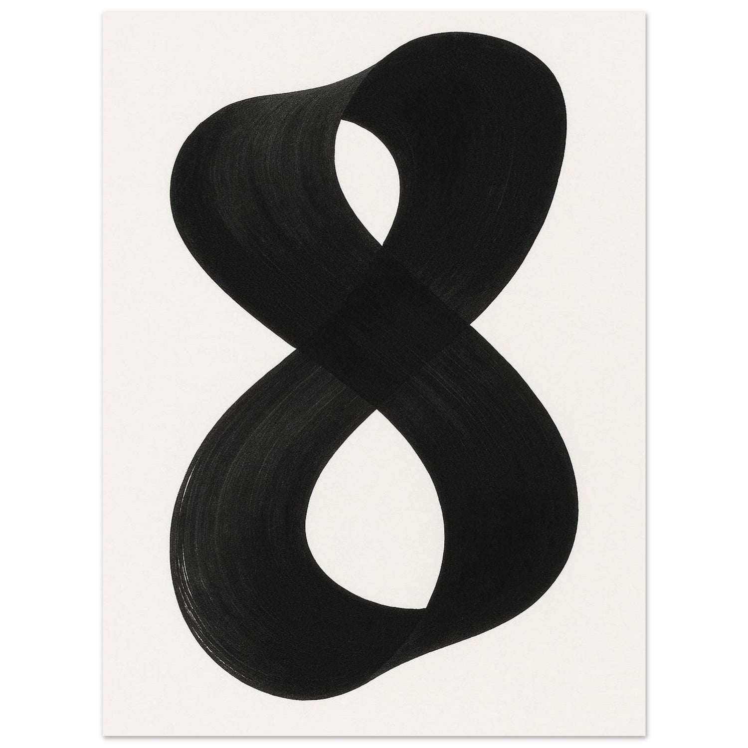 Infinity Abstract Brushstroke Art Print - Modern Minimalist Poster in Pink, Blue, Ochre, Black 30x40 cm 12x16″ Black