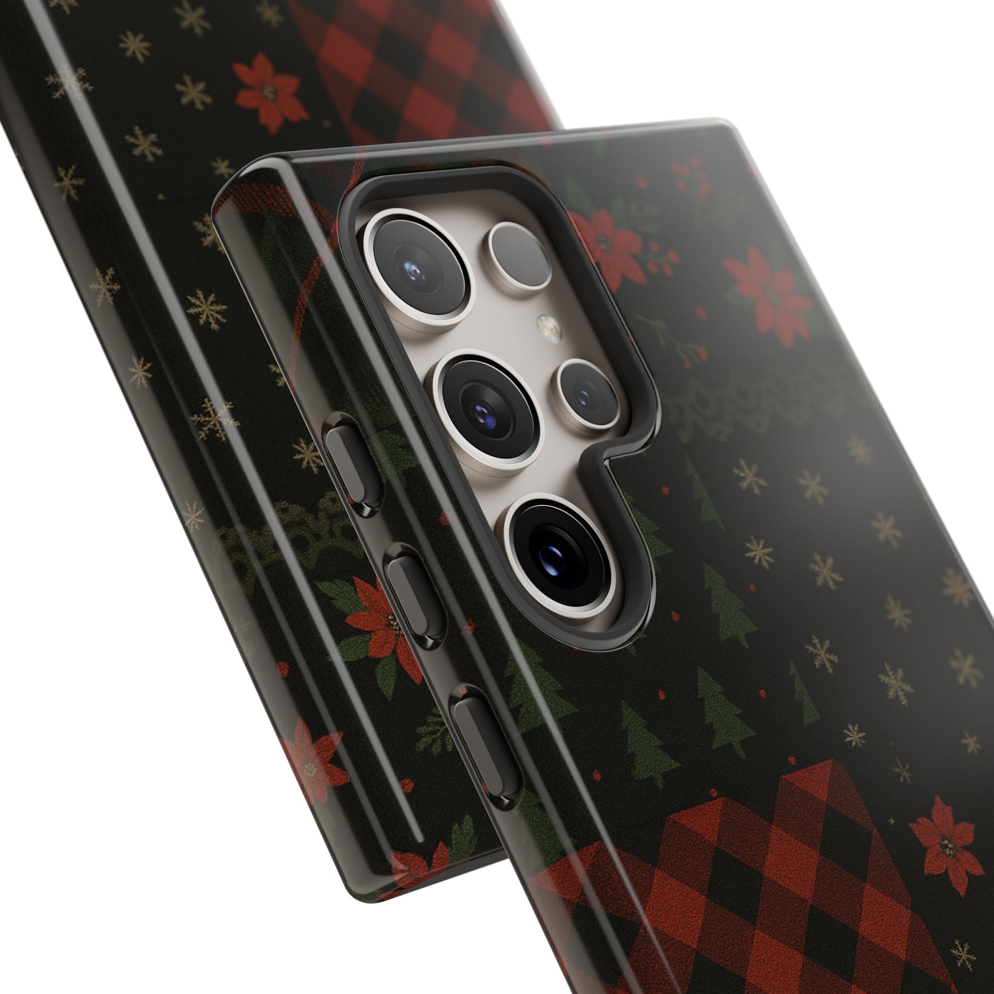 Black Festive Phone Case - Christmas Phone Cover - Tough Design