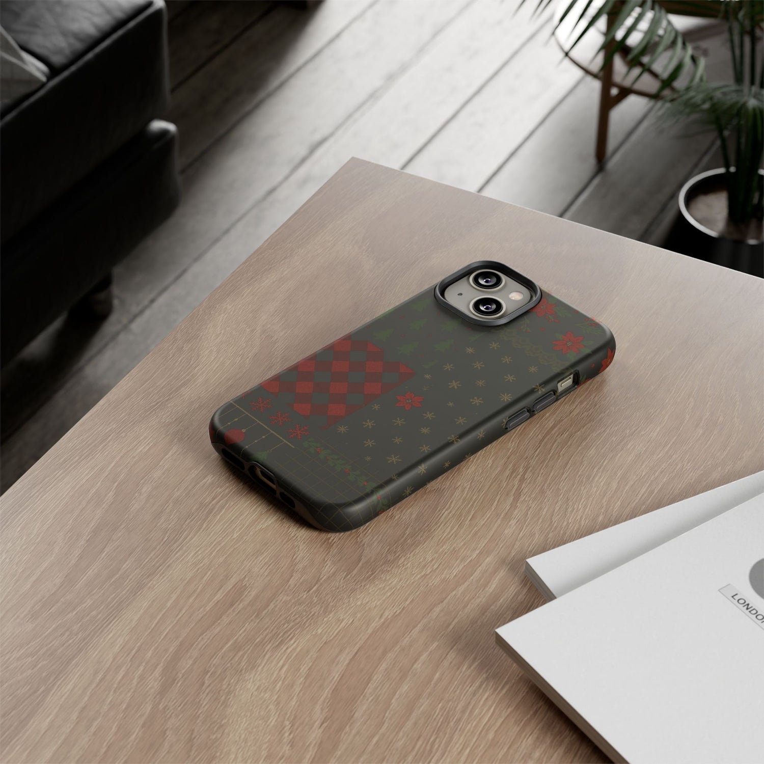 Black Festive Phone Case - Christmas Phone Cover - Tough Design