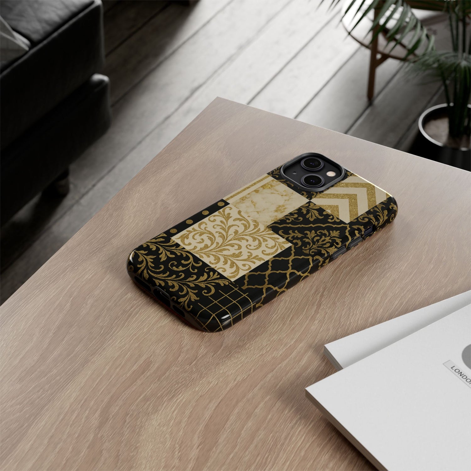 Phone Case, Luxury Black and Gold Festive Design for Christmas Gift, Holiday Decor, Tough Cases, Winter Celebration, Elegant iPhone Cover